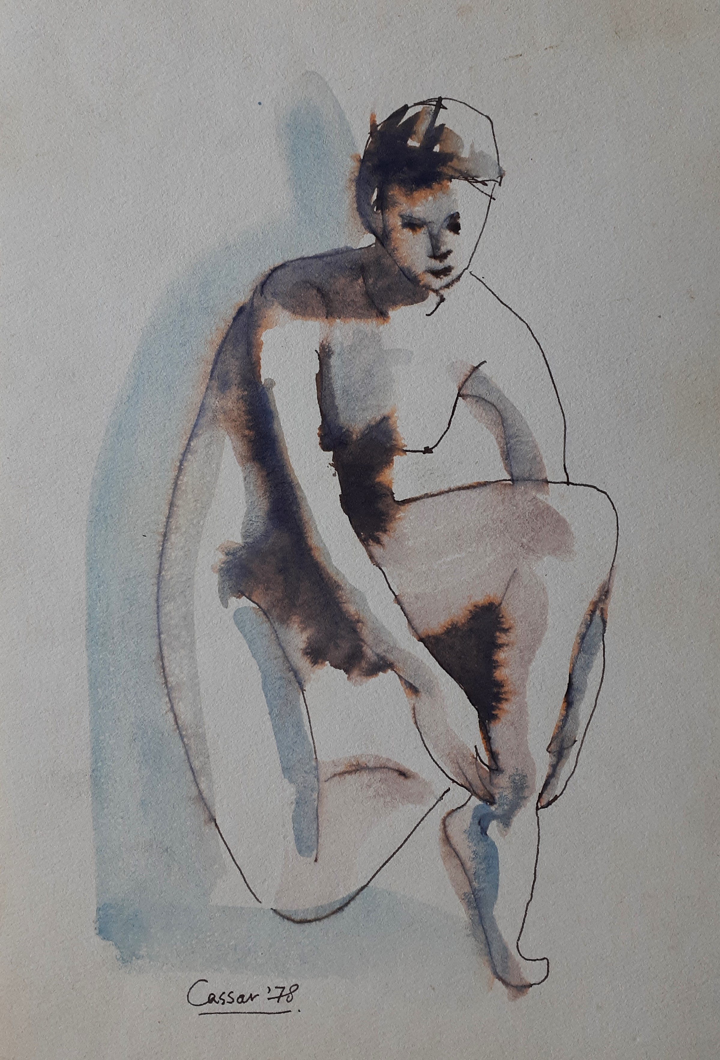 Ballerina: Watercolor, 27 x 16cm, signed, 1978