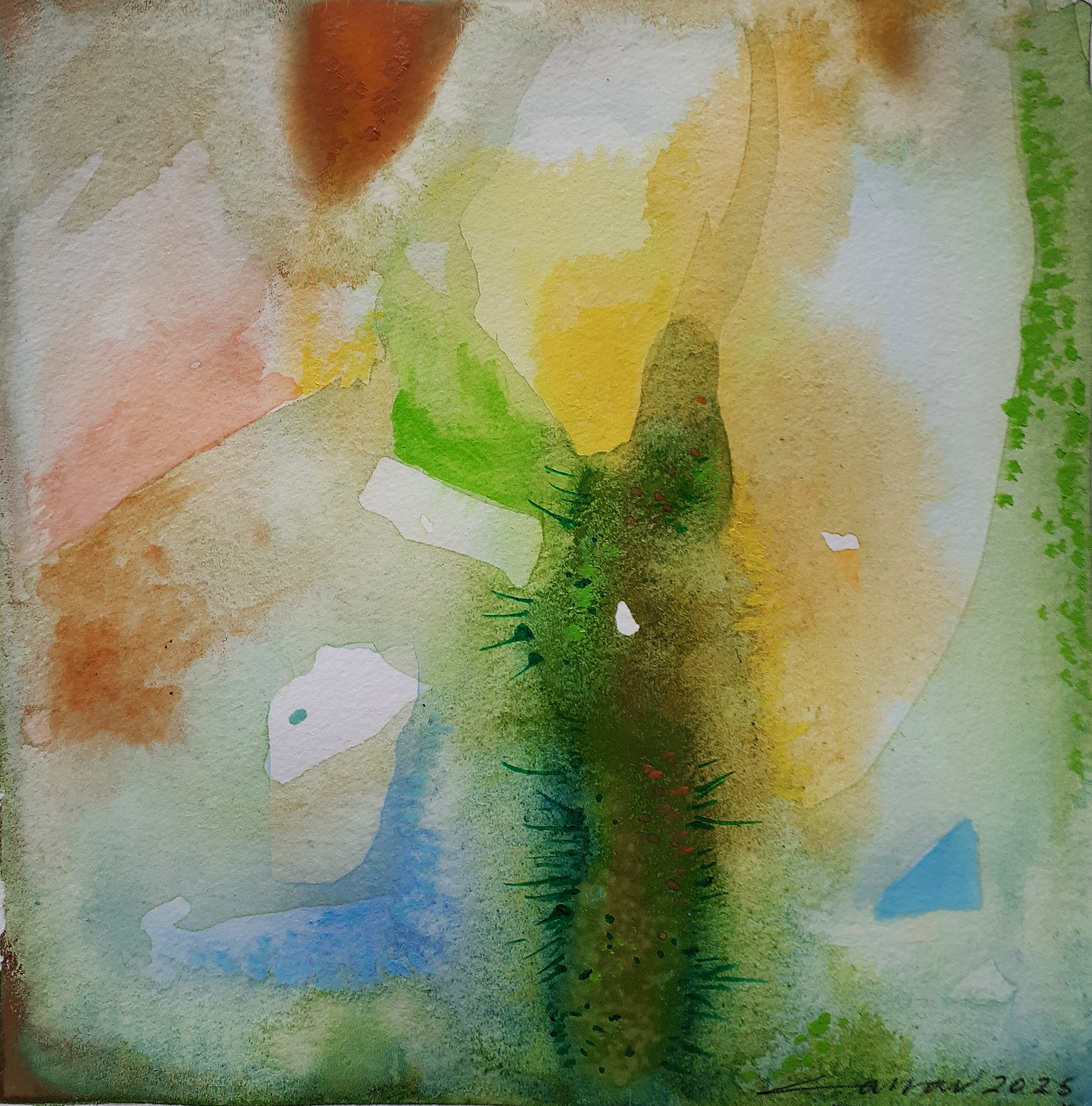 Cactus IV: Watercolour, 20 x 20cm, 2025