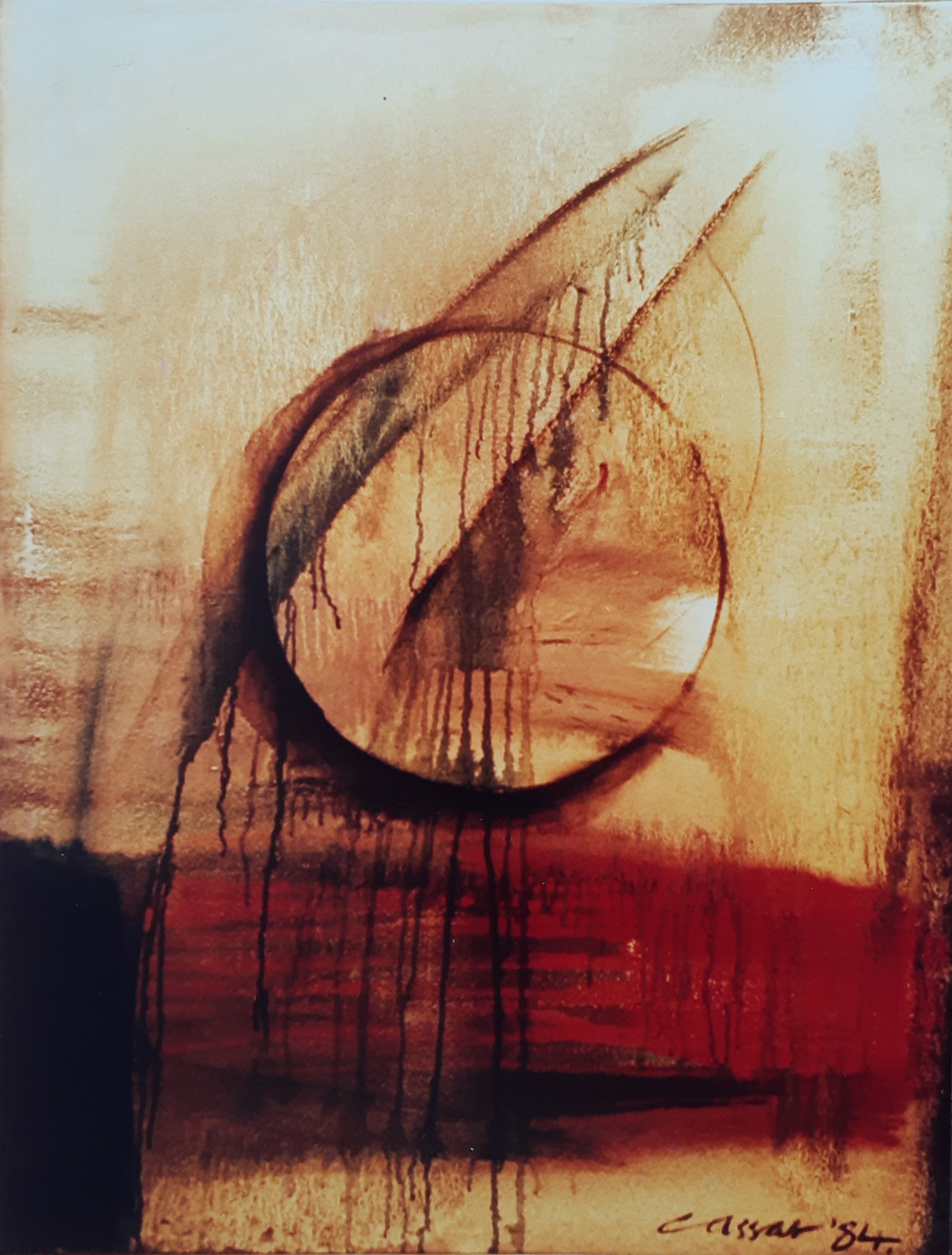 Cancelled Circle: Oil on Canvas, 96 x 60cm, signed, 1984