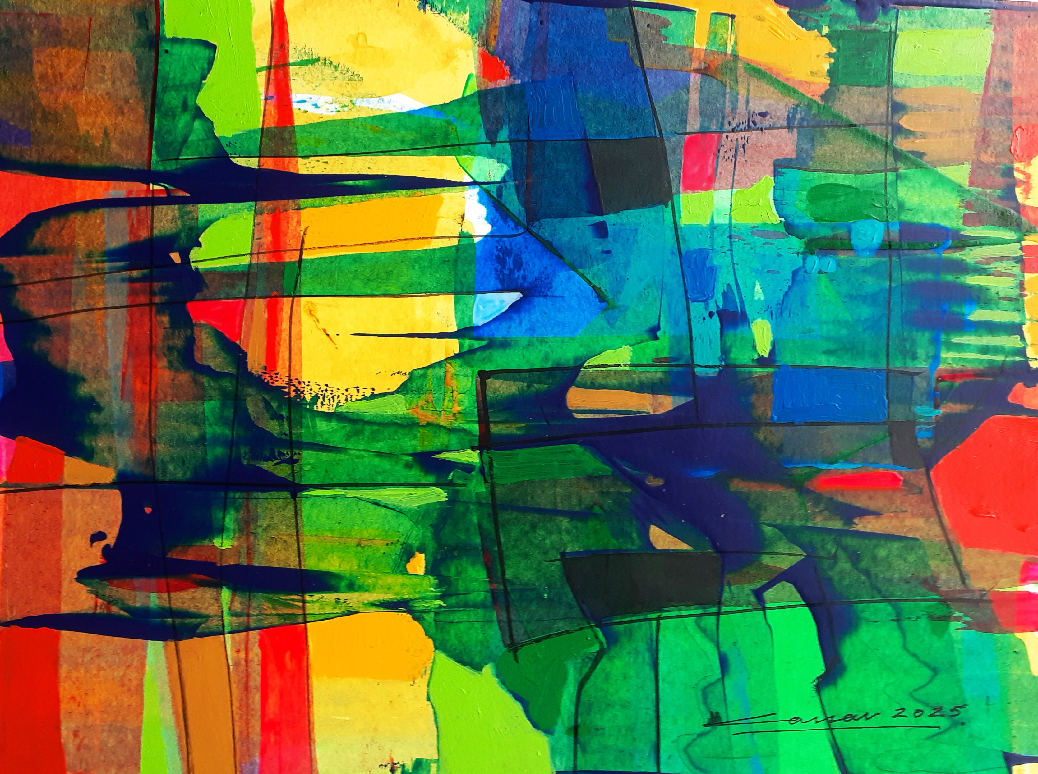 Composition: Acrylic on Paper, 20 x 25cm, 2025