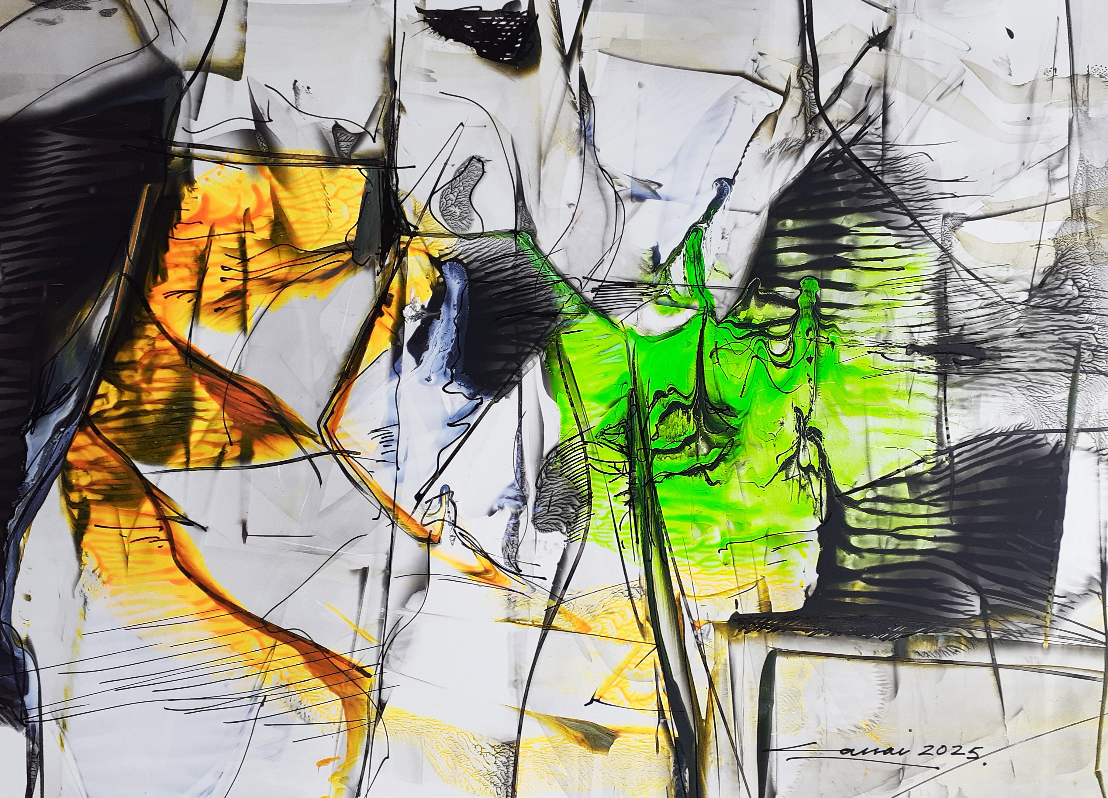 Composition I: Acrylic on Paper, 20 x 25cm, 2025