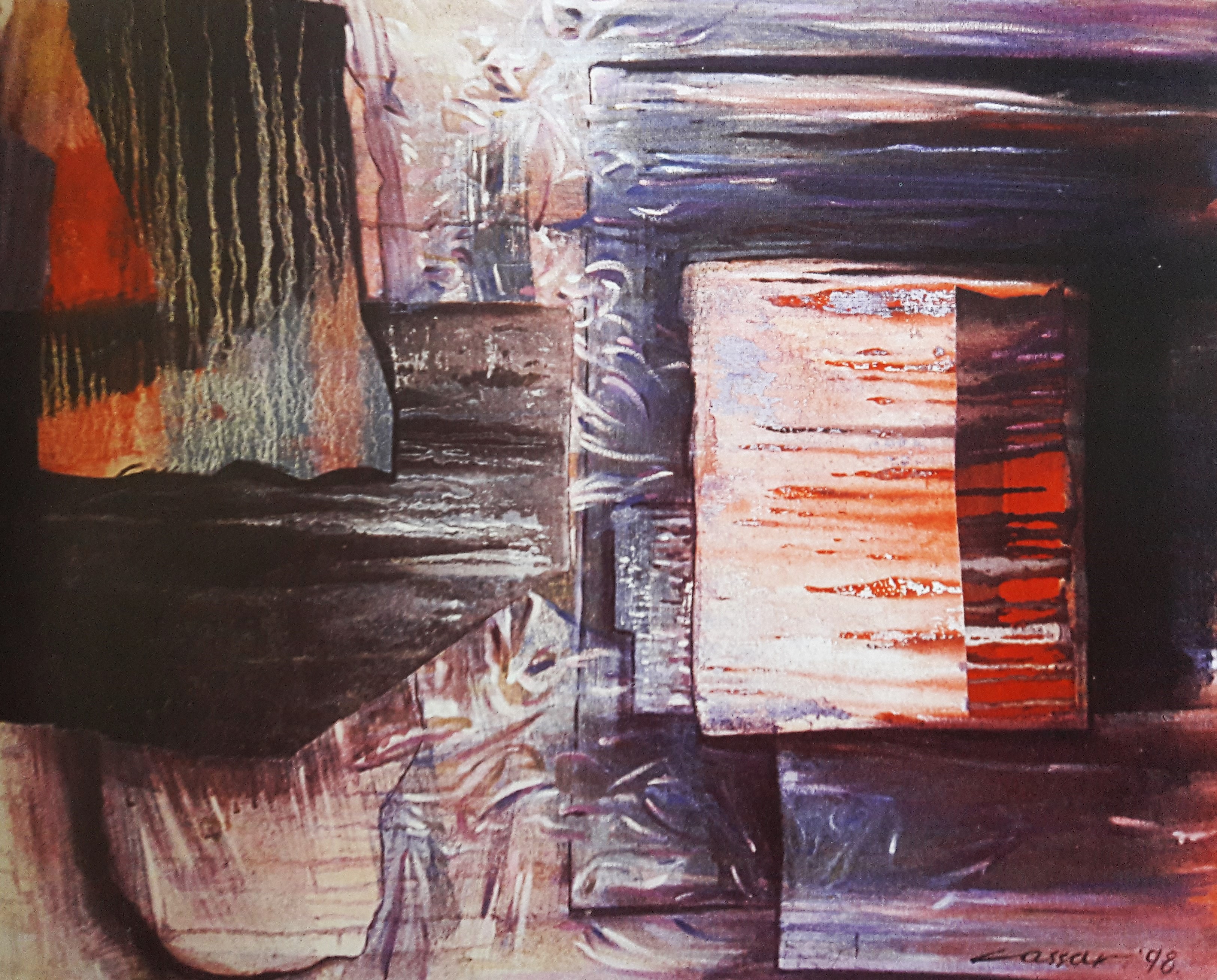 Composition: Oil & Collage on Canvas,  71 x 85cm, 1998