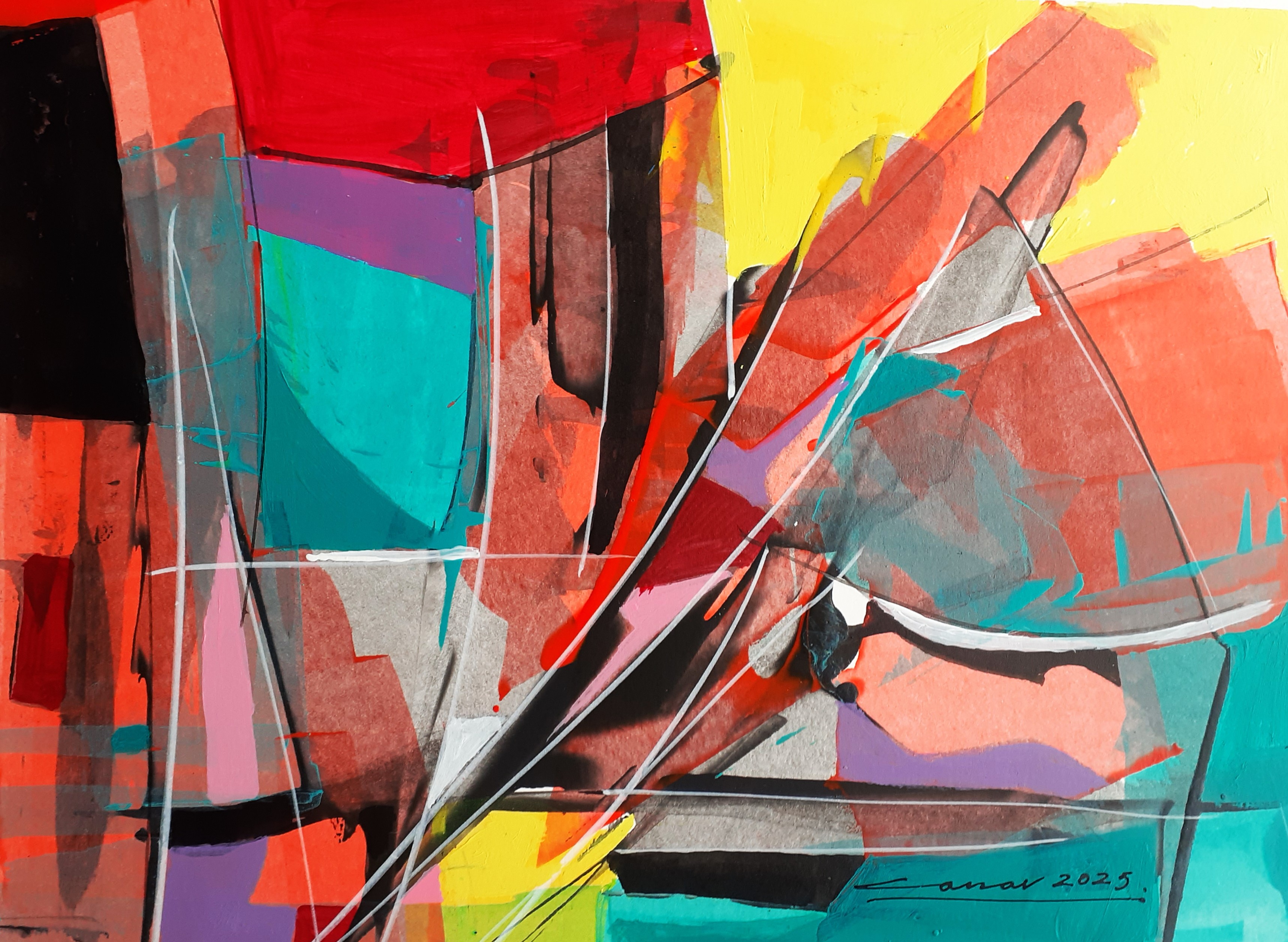 Dynamic Force: Acrylic on Paper, 20 x 25cm, 2025