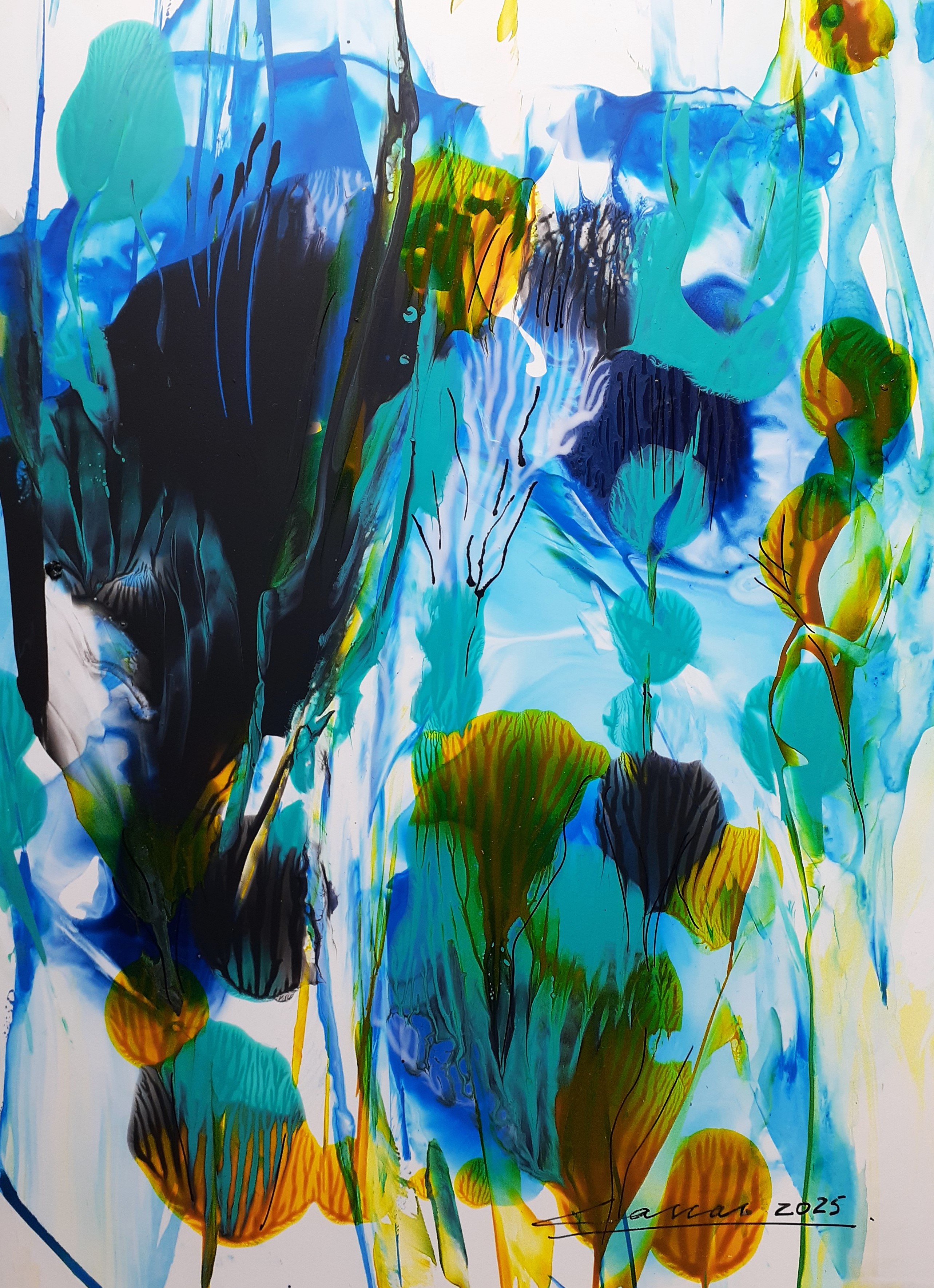Floral Motif I: Acrylic on Paper, 25 x 20cm, 2025