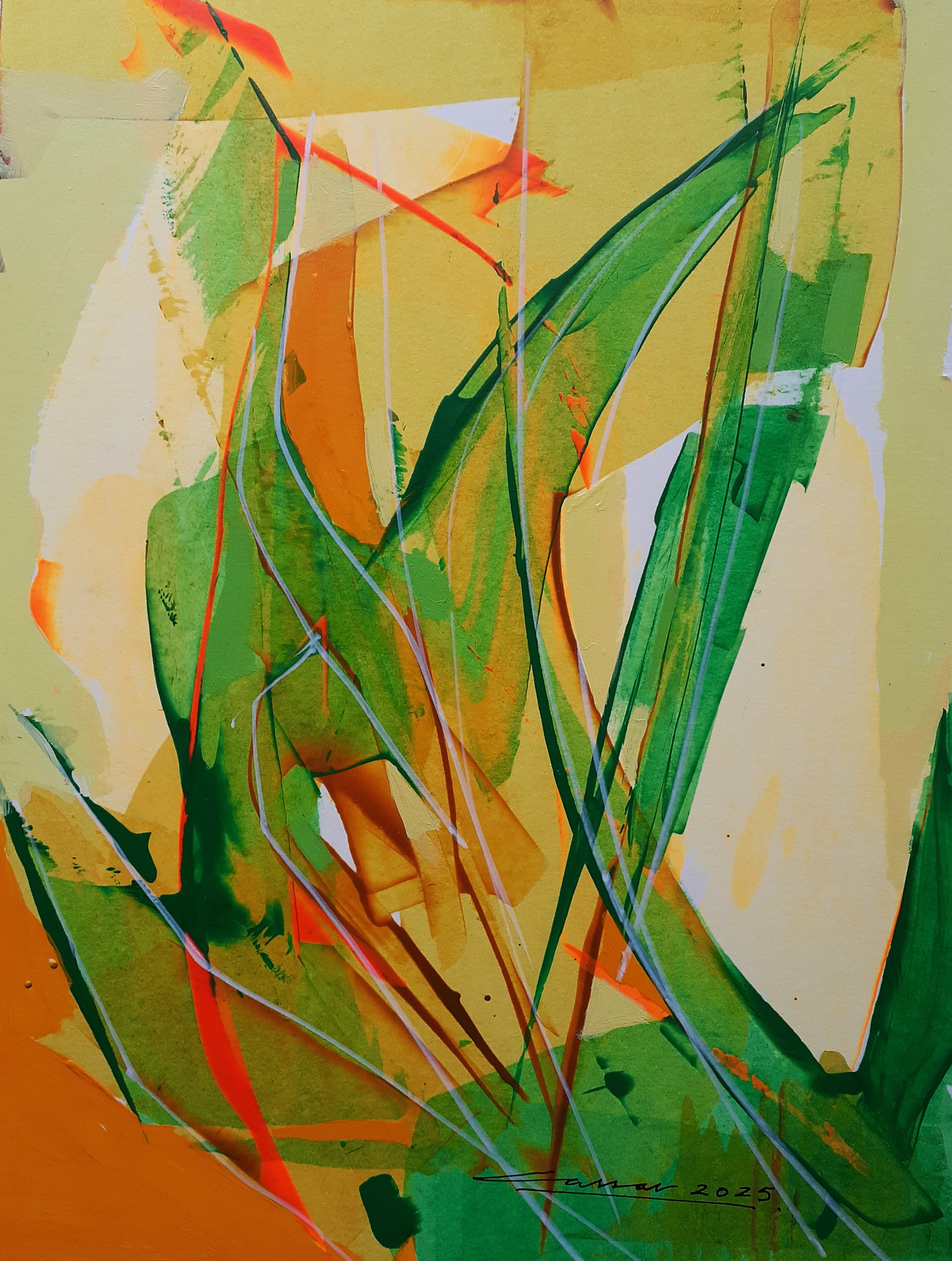 Green Wave: Acrylic on Paper, 25 x 20cm, 2025