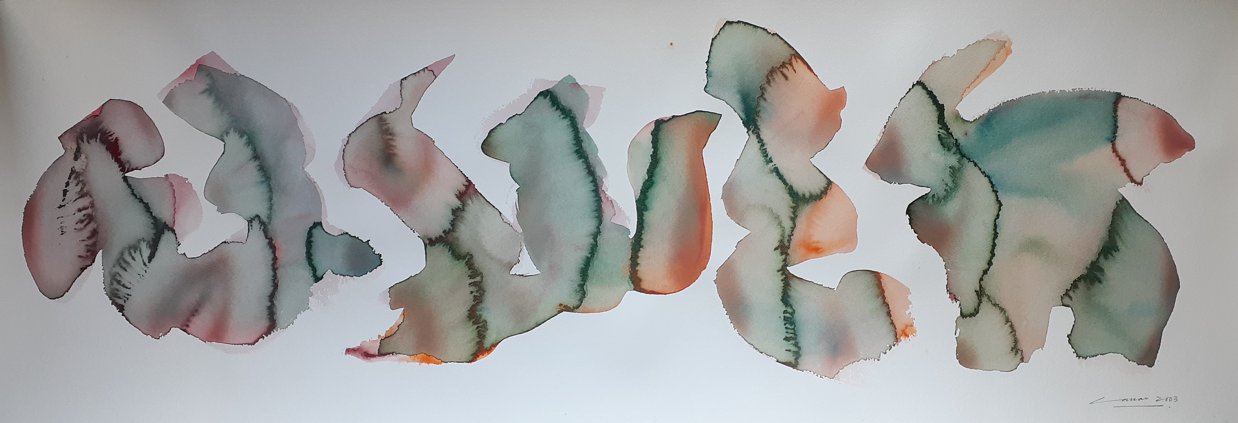 Linear Composition: Watercolour, 35 x 58cm, signed, 2003