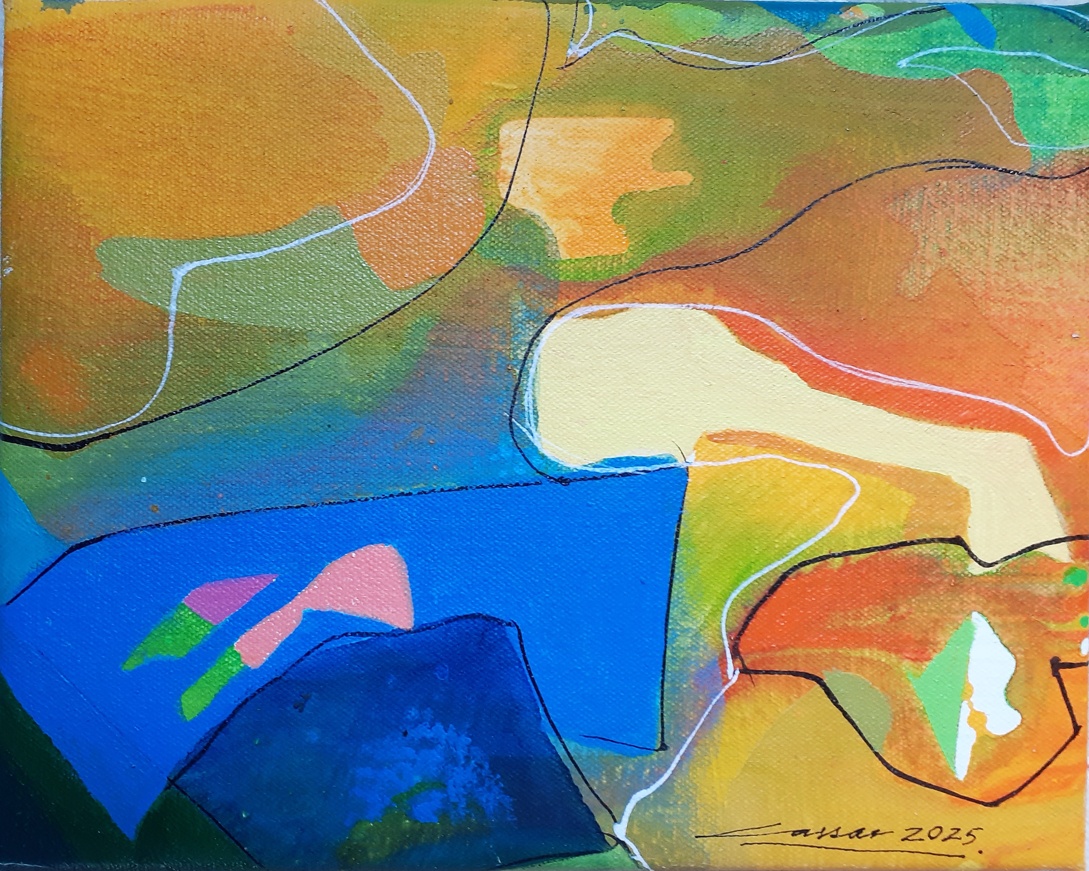 Meeting: Acrylic on Canvas, 20 x 25cm, 2025