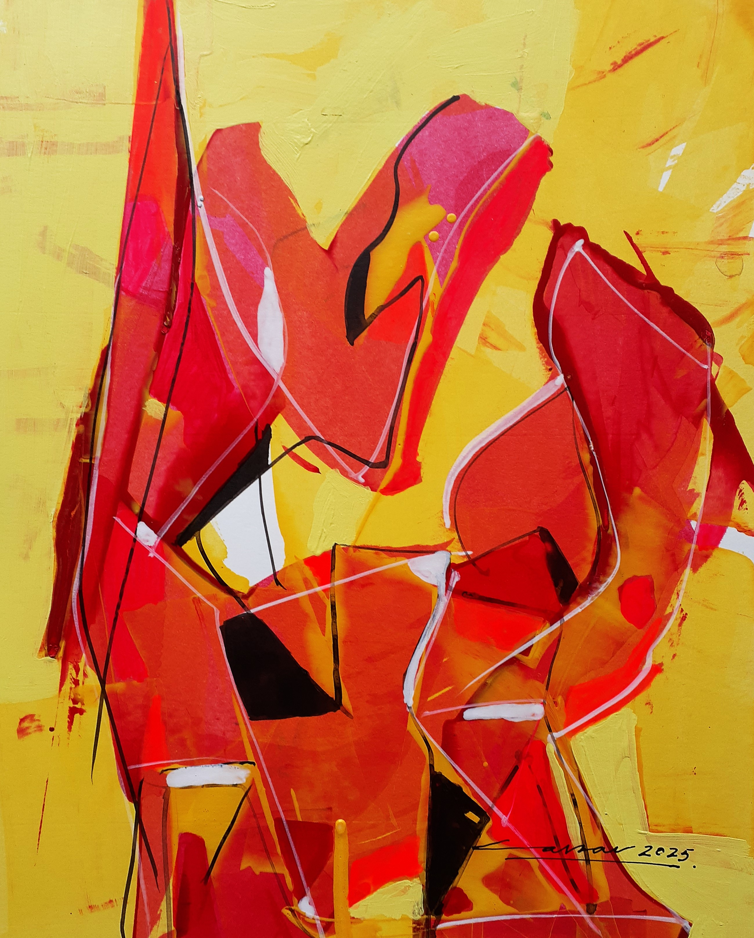 Moving Forms: Acrylic on Paper, 25 x 20cm, 2025