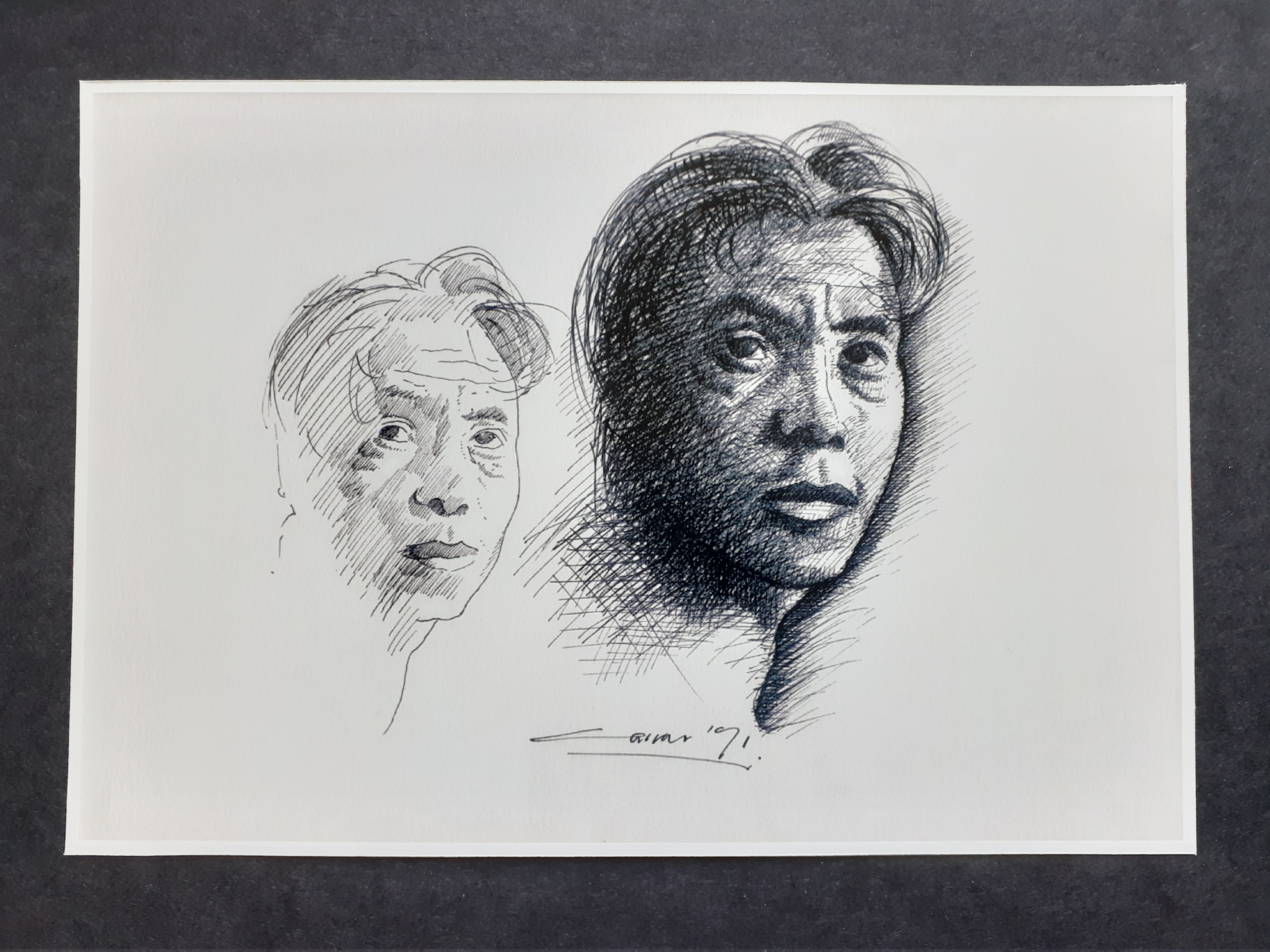 My Burmese Guide: Pen & Ink, 32 x 47cm, signed, 1991