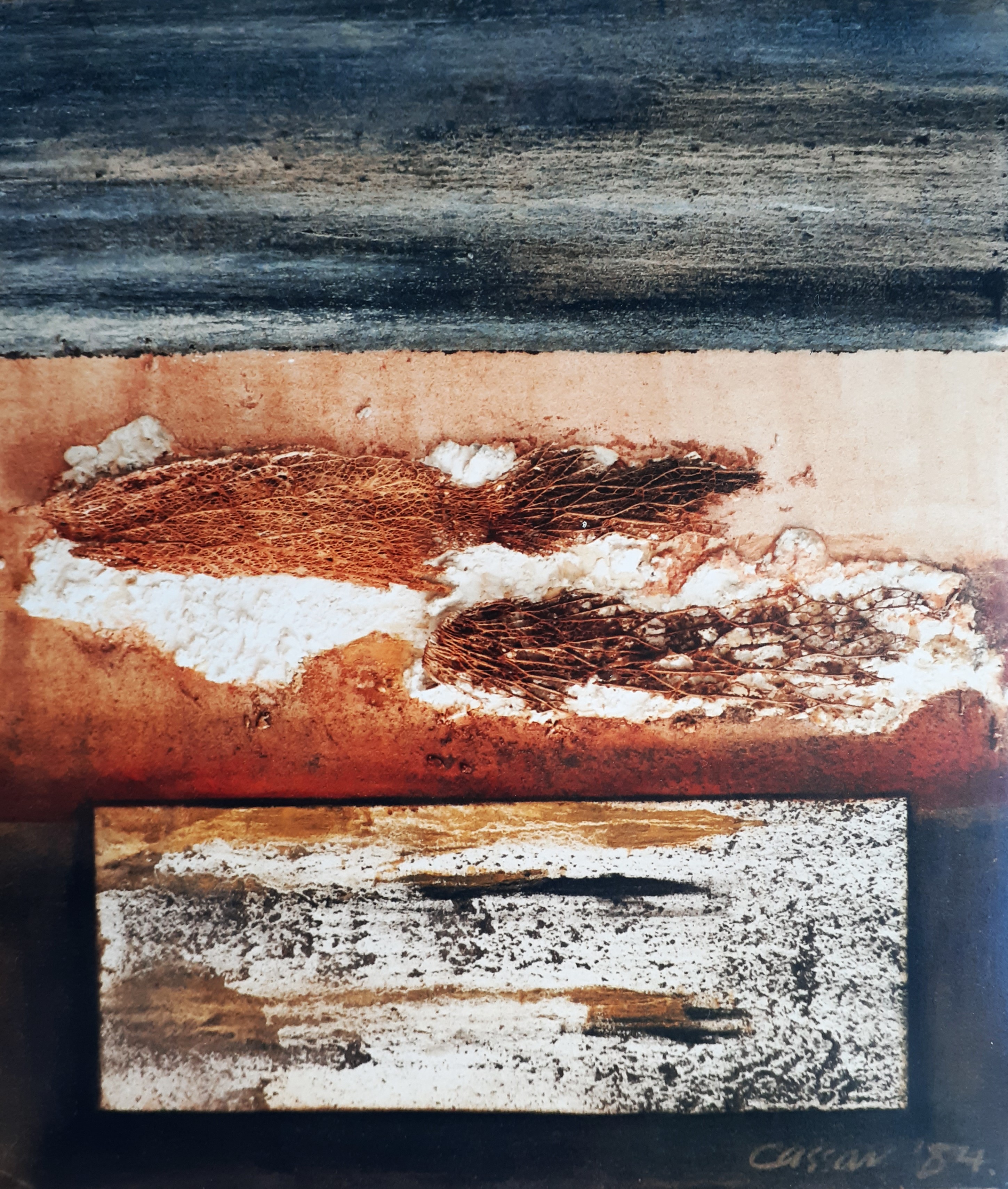 Natura Morta-Natura Viva, Oil, White Cement, Prickly Pear Fibres & Fibre-Glass on Canvas, 90 x 80 cm, signed, 1984