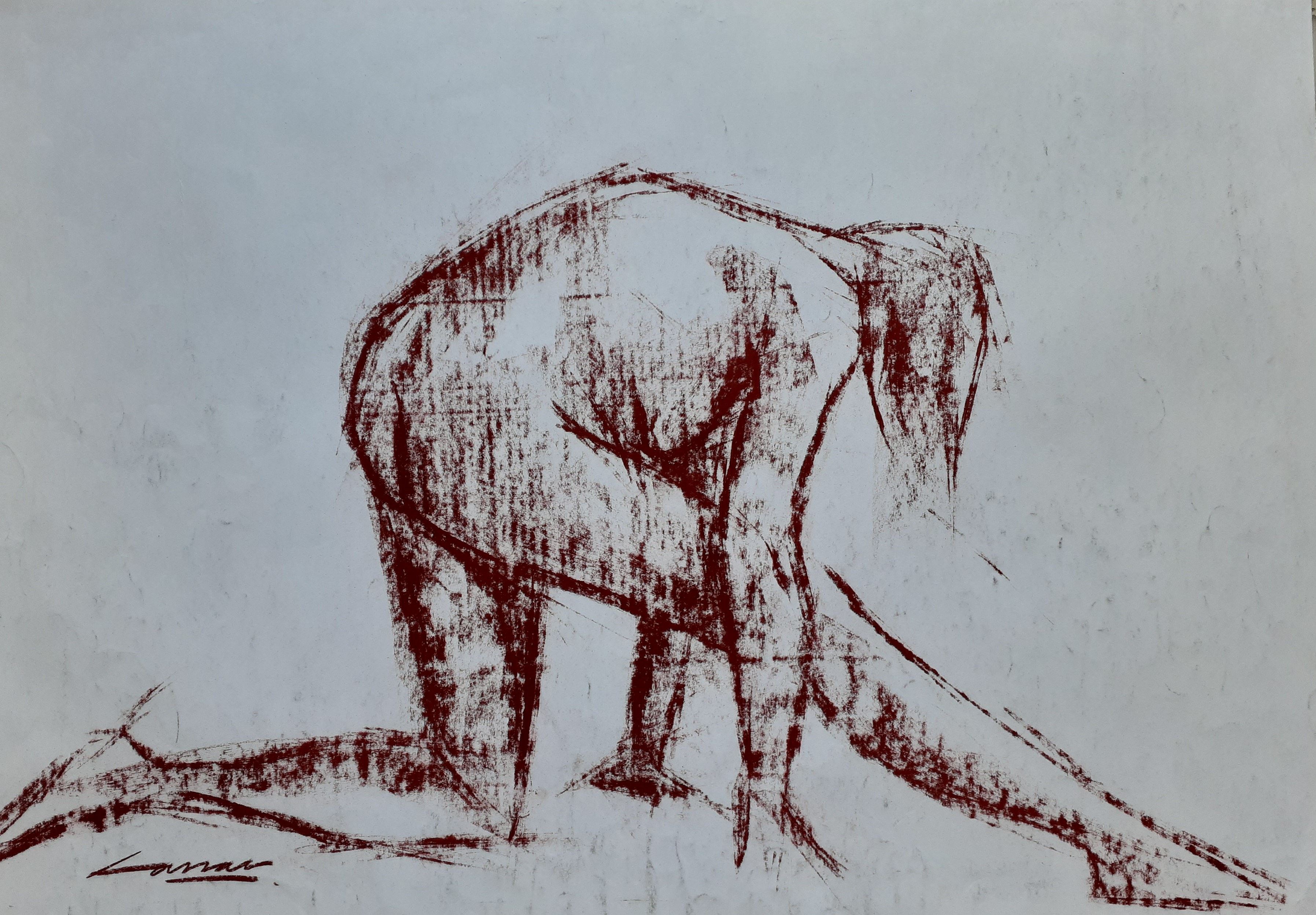 Nude Study: Brown Conte, 48 x 30cm, signed, undated