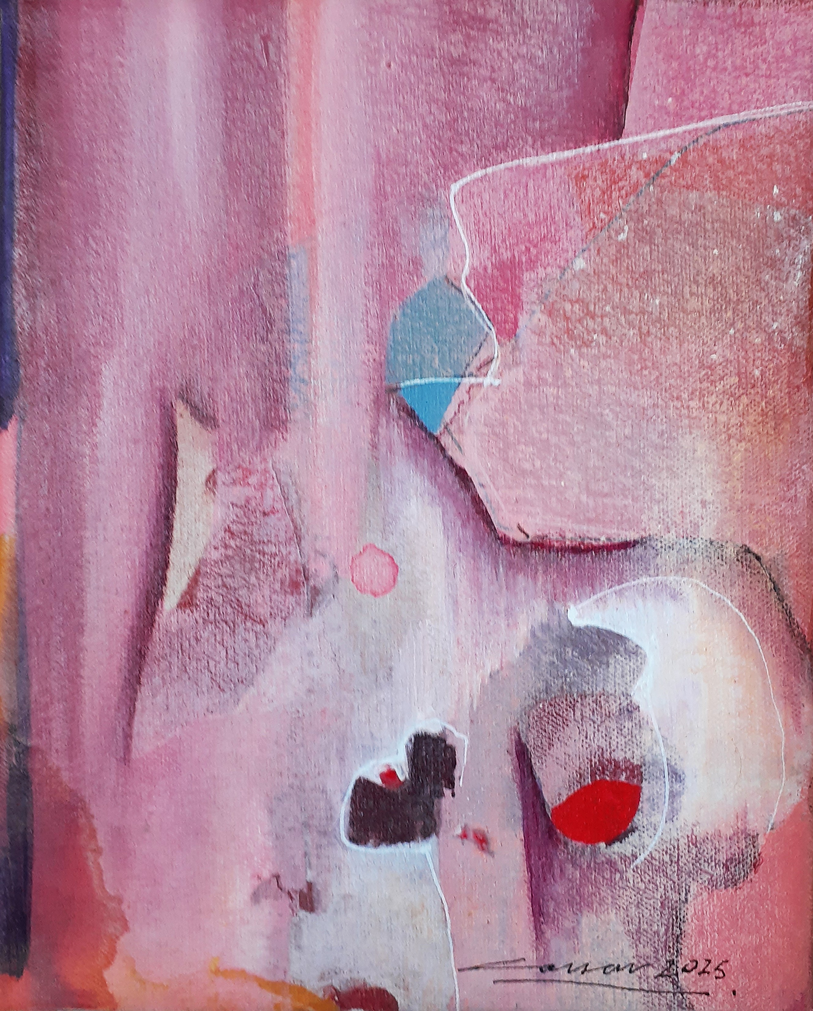 Pink Painting: Acrylic on Canvas, 25 x 20cm, 2025