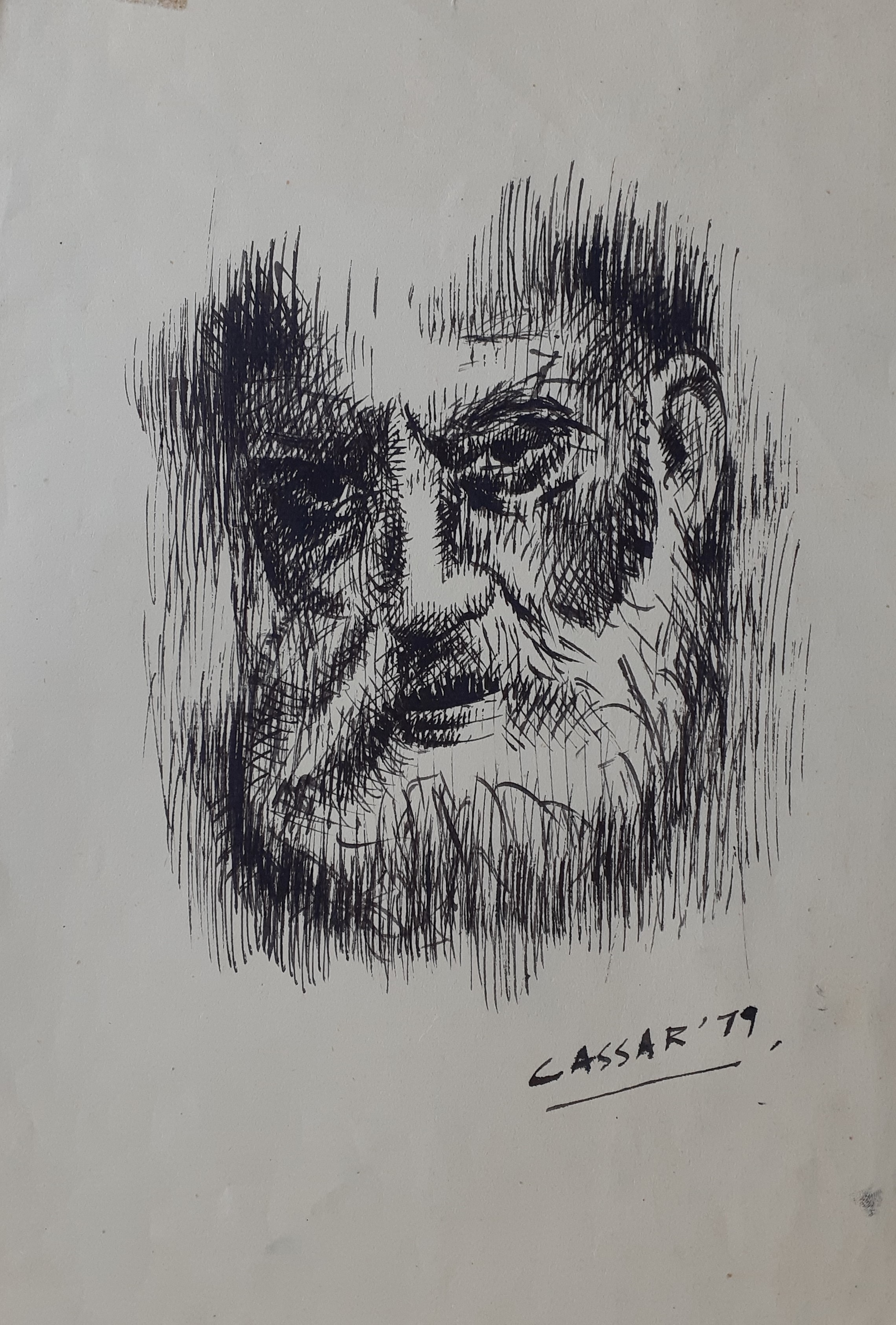 Portrait Study I: Pen & Ink, 30 x 20cm, signed, 1979