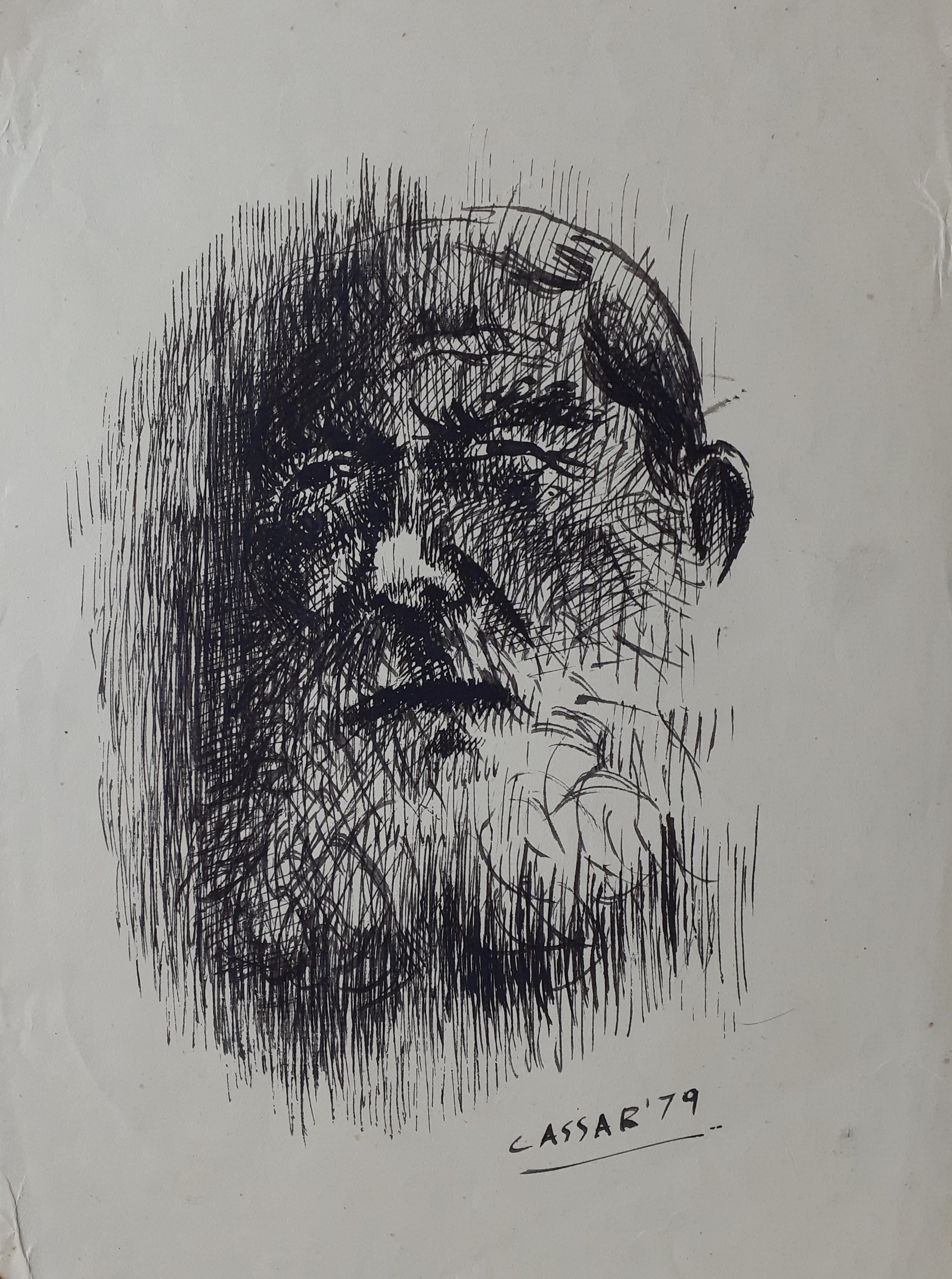 Portrait Study II: Pen & Ink, 30 x 20cm, signed, 1979