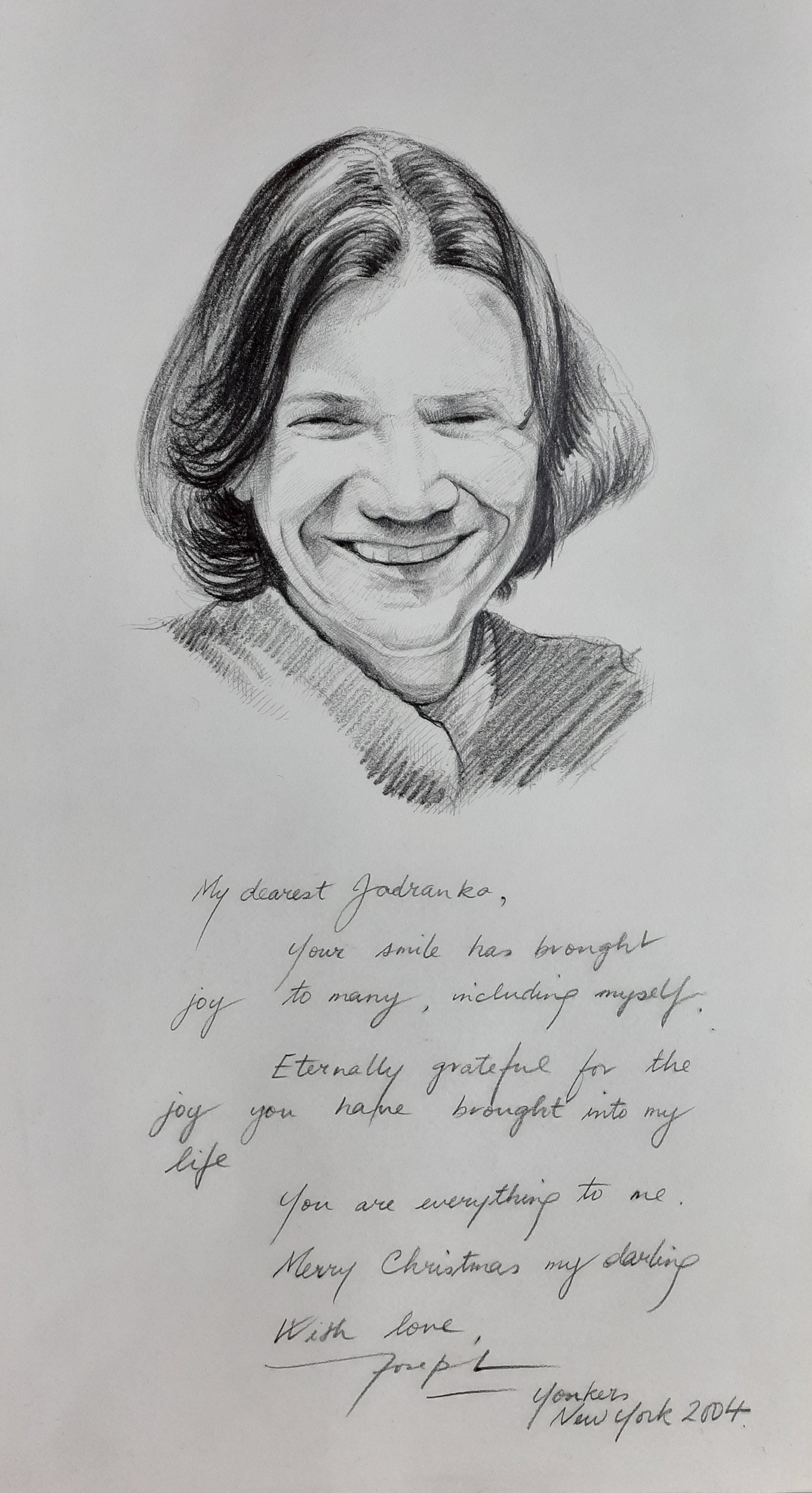 Portrait of Jadranka: Pencil, 45 x 10cm, signed, 2004
