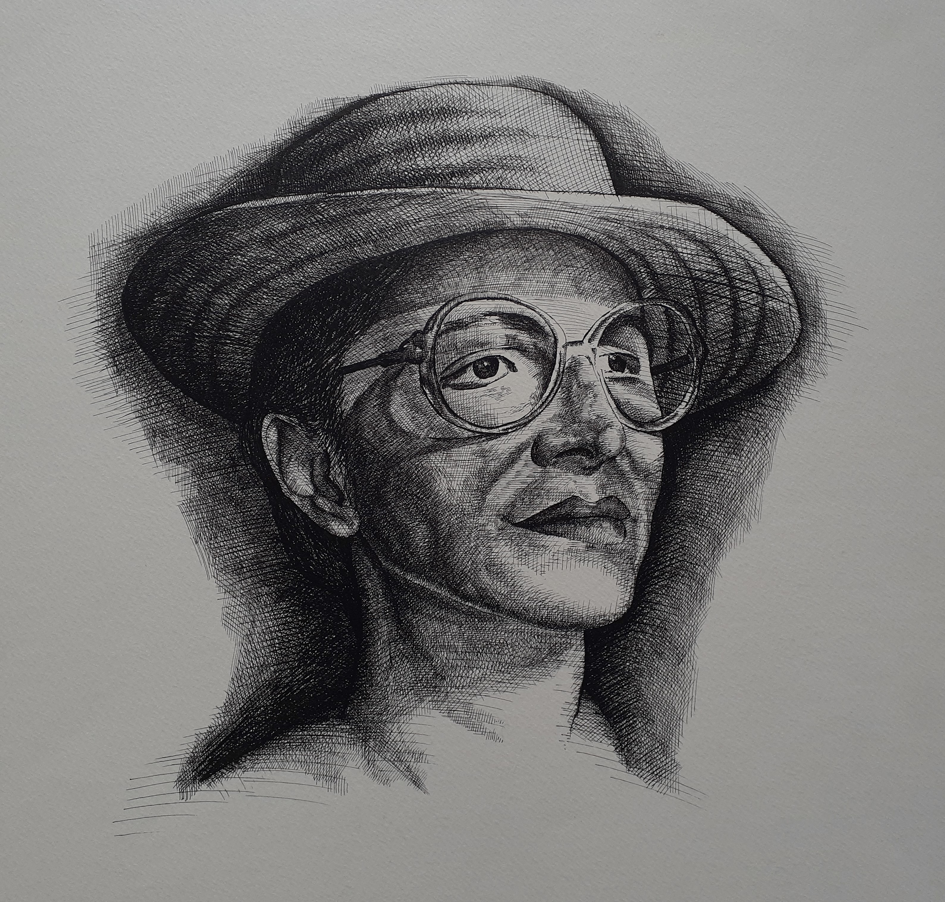Portrait of Linda I: Pen & Ink, 35 x 30cm, unsigned, undated