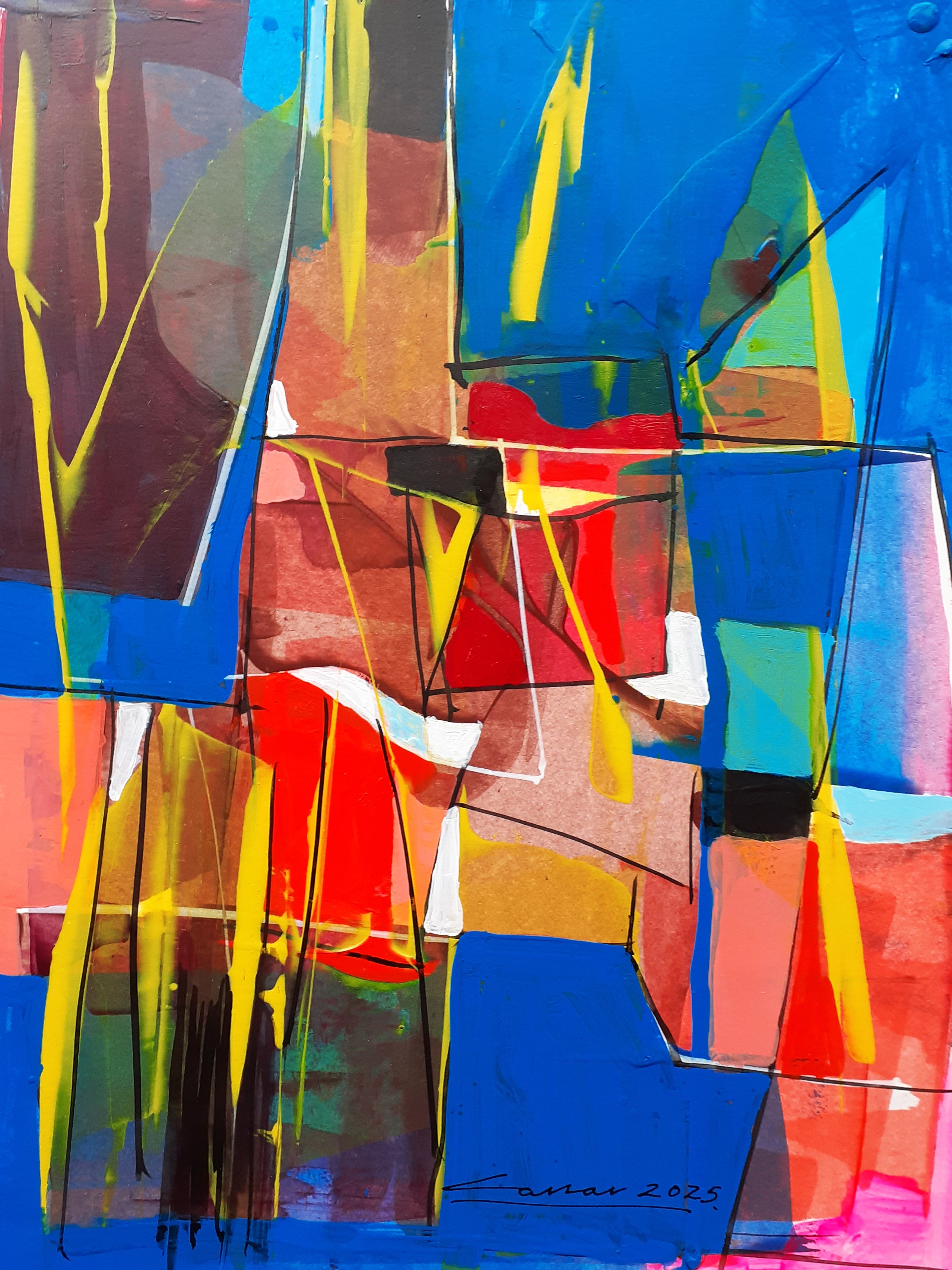 Rays of Yellow Light: Acrylic on Paper, 25 x 20cm, 2025