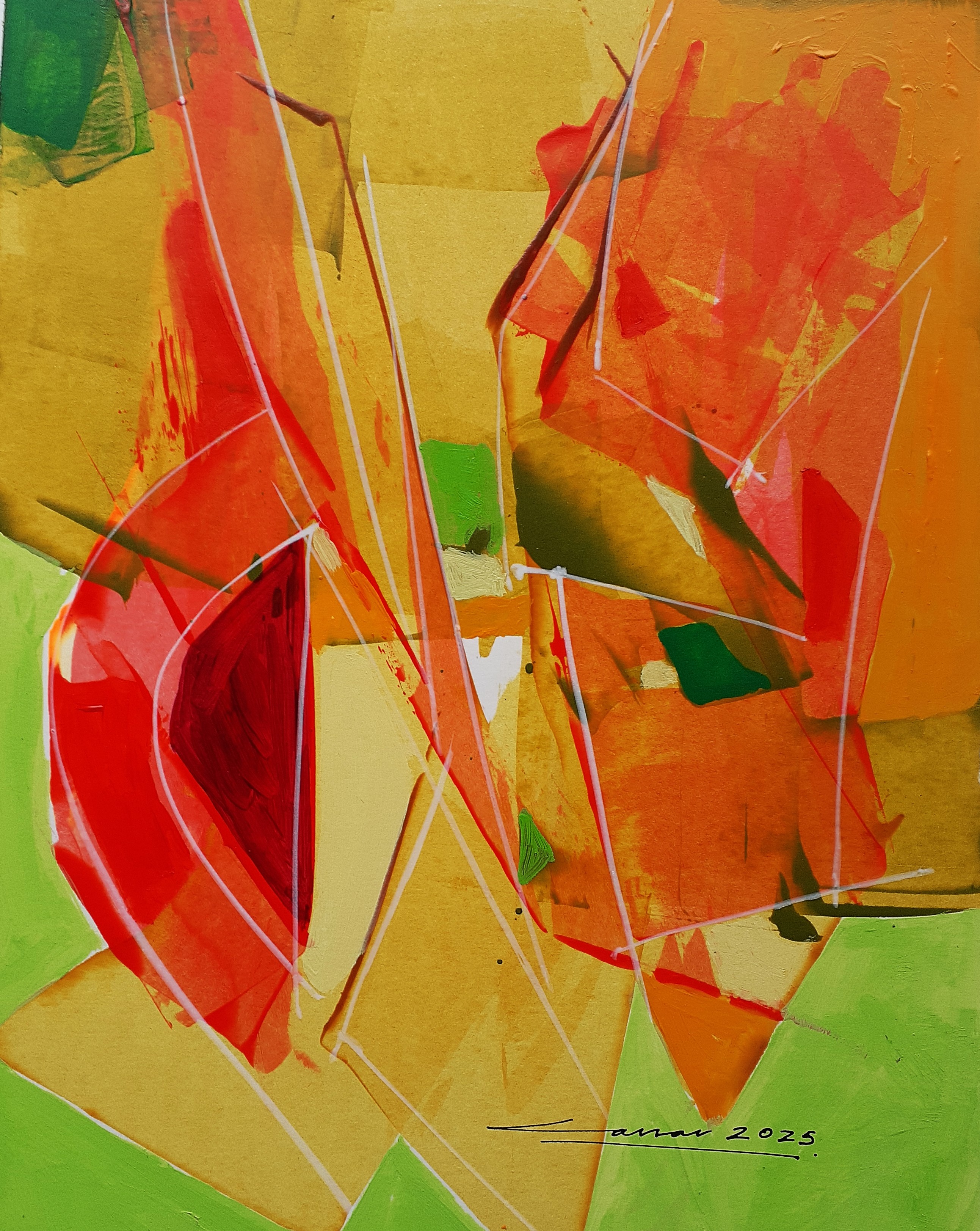 Red Composition IV: Acrylic on Paper, 25 x 20cm, 2025