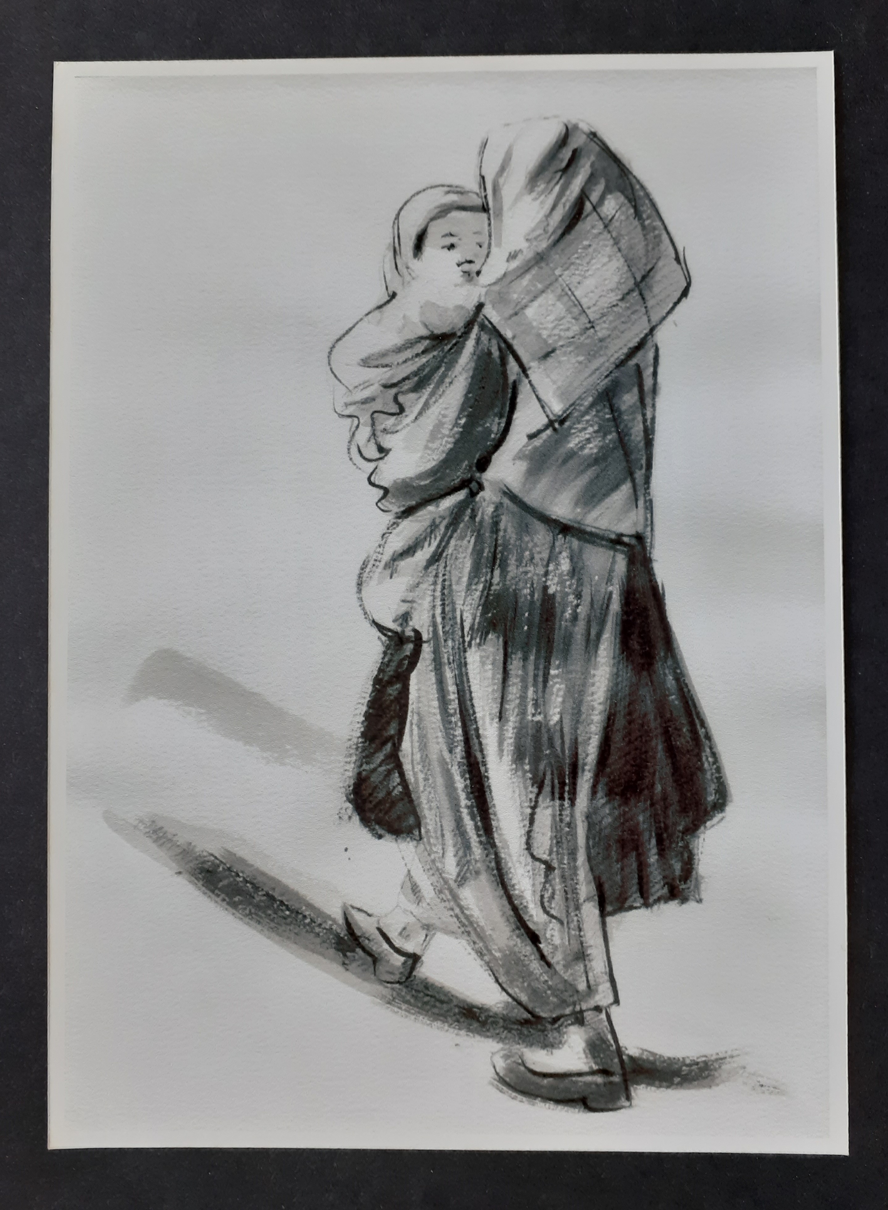 Refugee Mother: Pencil, Ink & Wash, 36 x 26cm, unsigned, undated