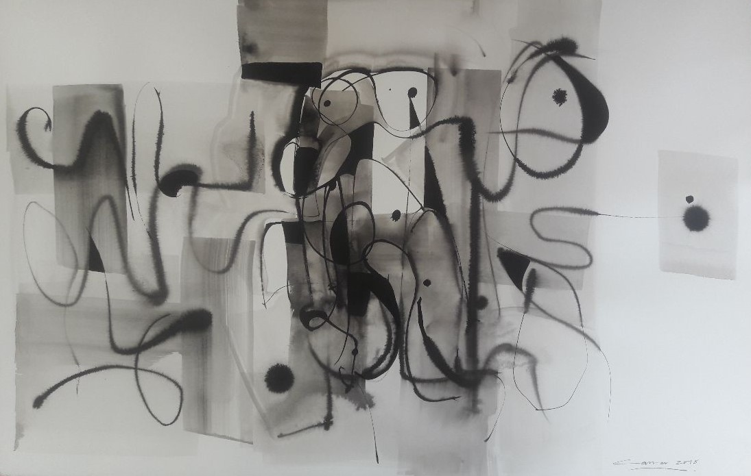 Rhythmic Lines: Ink & Wash, 55 x 76cm, signed, 2018
