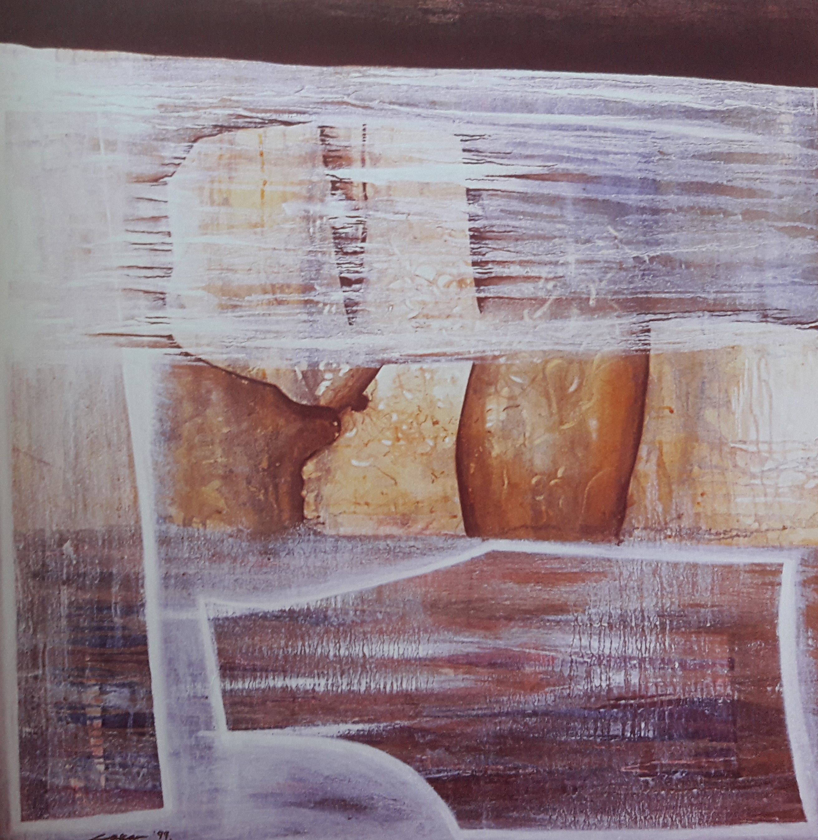 Rocky Landscape:  Oil on Canvas, 89 x 89cm, signed, 1999