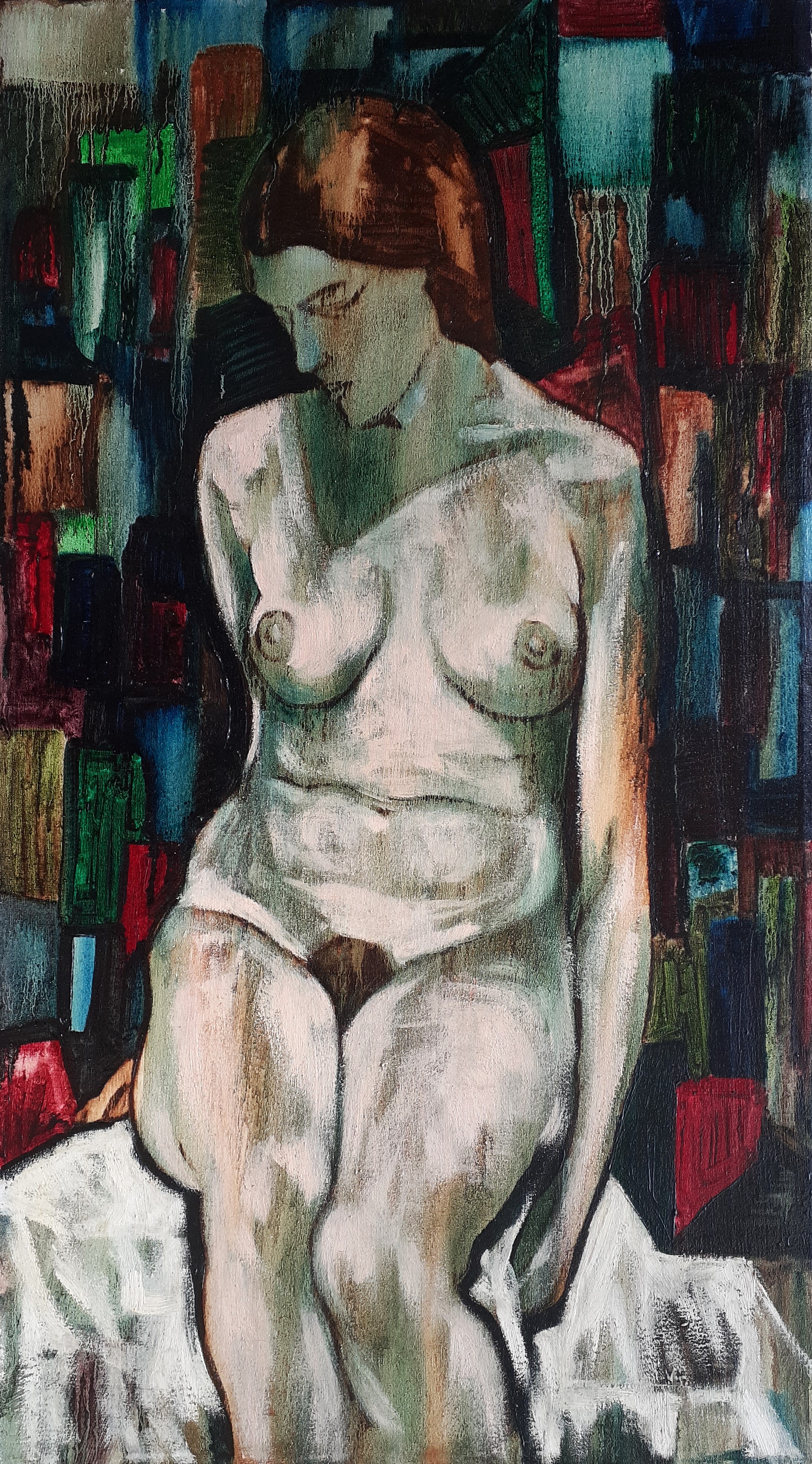 Seated Nude, Oil on Canvas, 66 x 38cm, unsigned, 1982