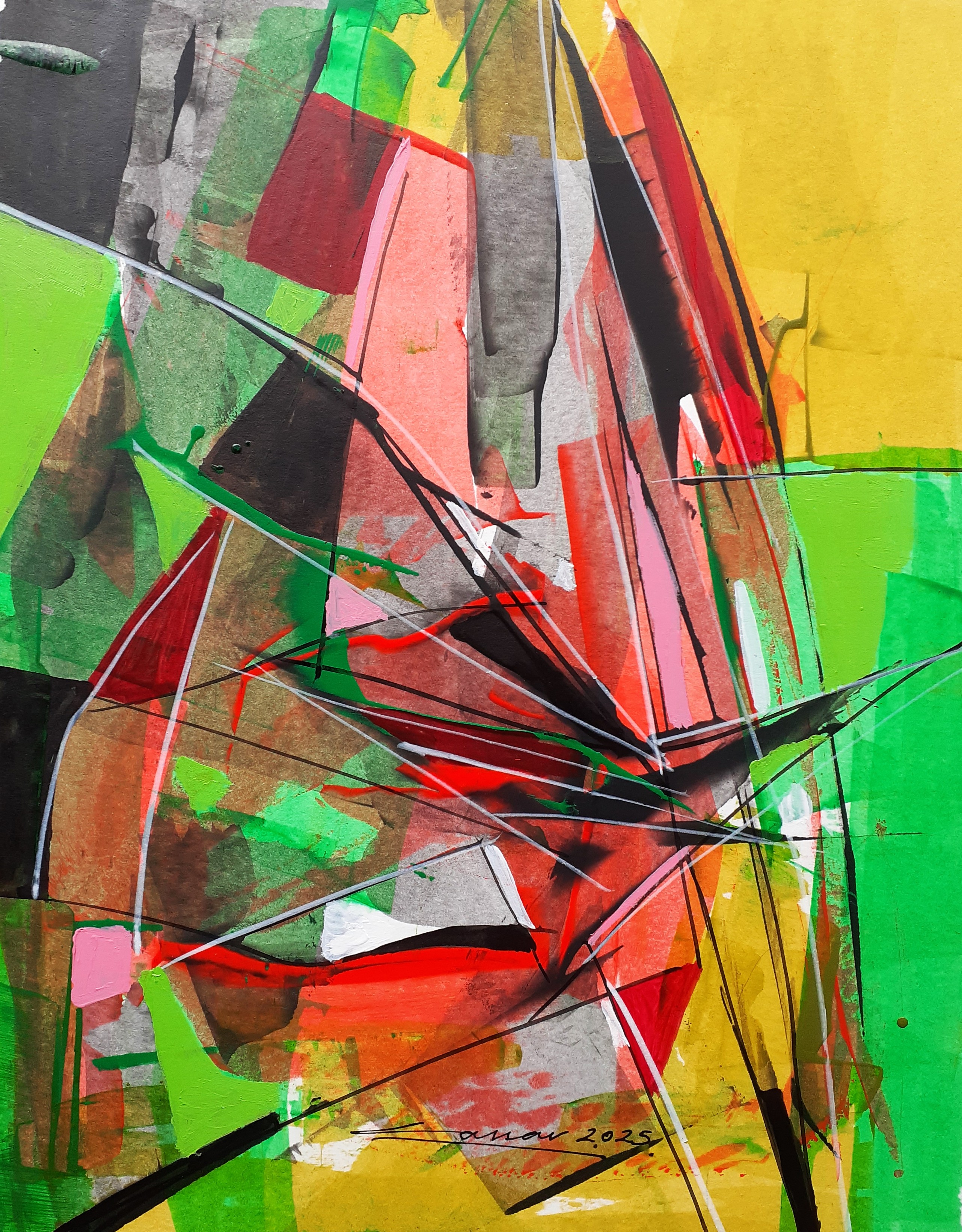 Shattered: Acrylic on Paper, 25 x 20cm, 2025