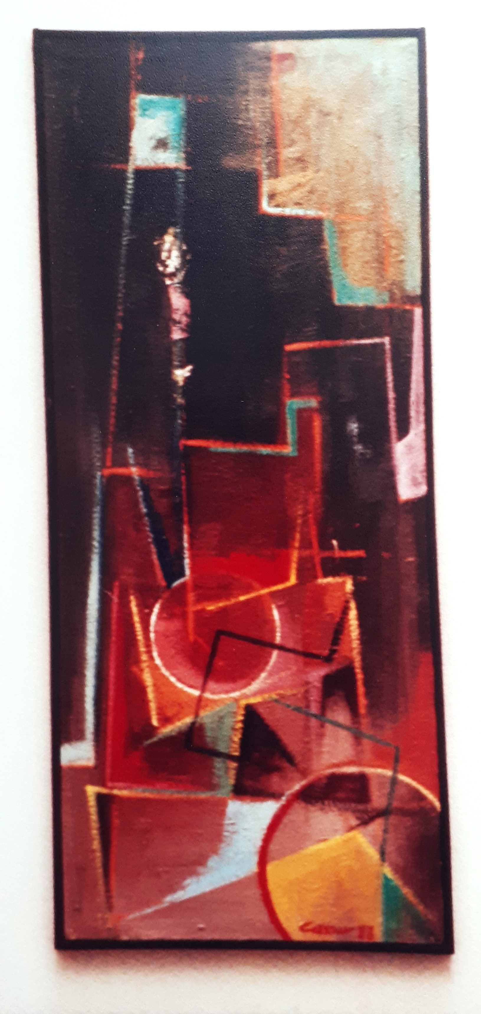 Spatial Concept: Oil on Canvas, 112 x 25cm, signed, 1983
