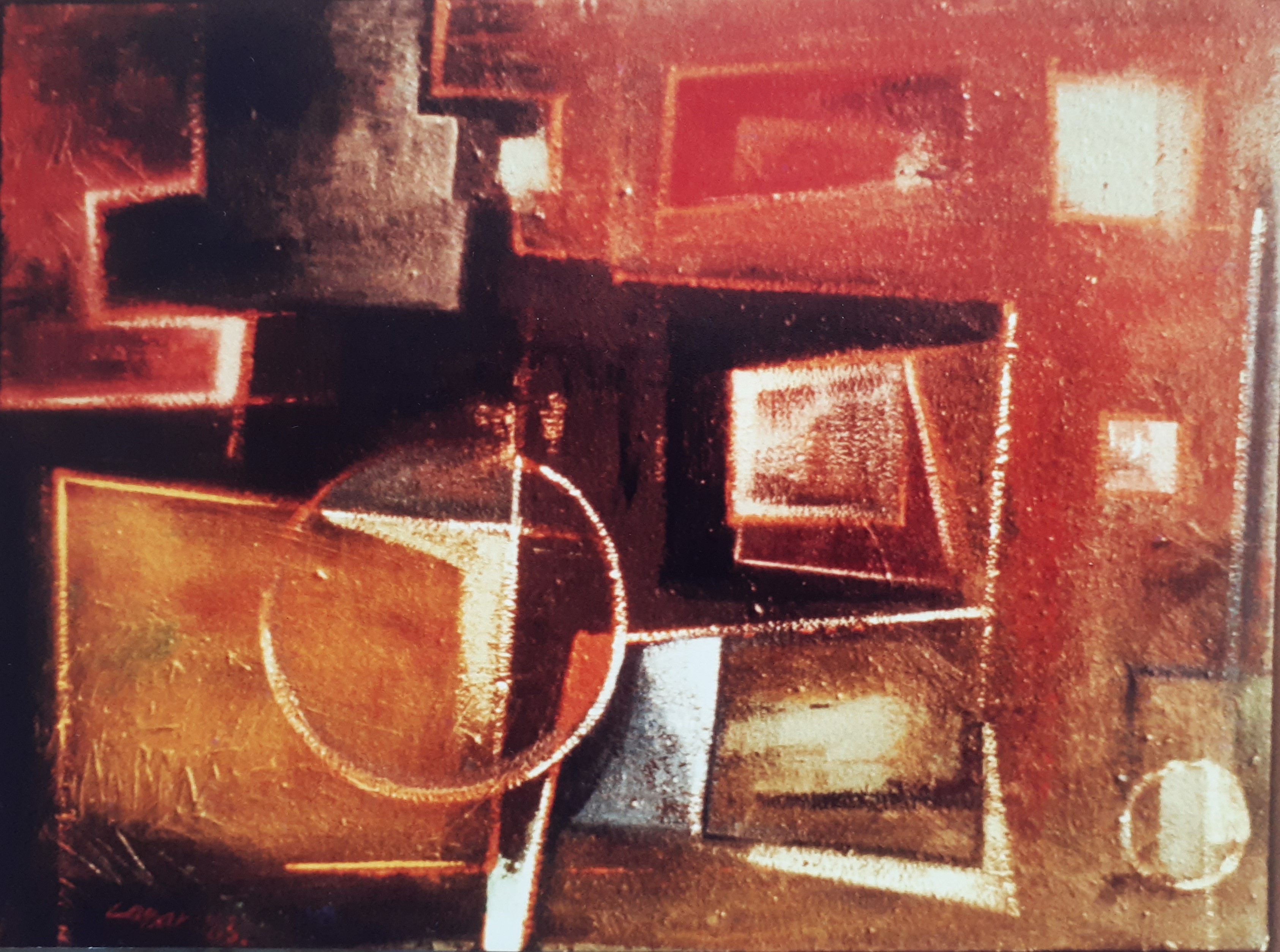 Spatial Concept: Oil on Canvas, 40 x 56cm, signed, 1983