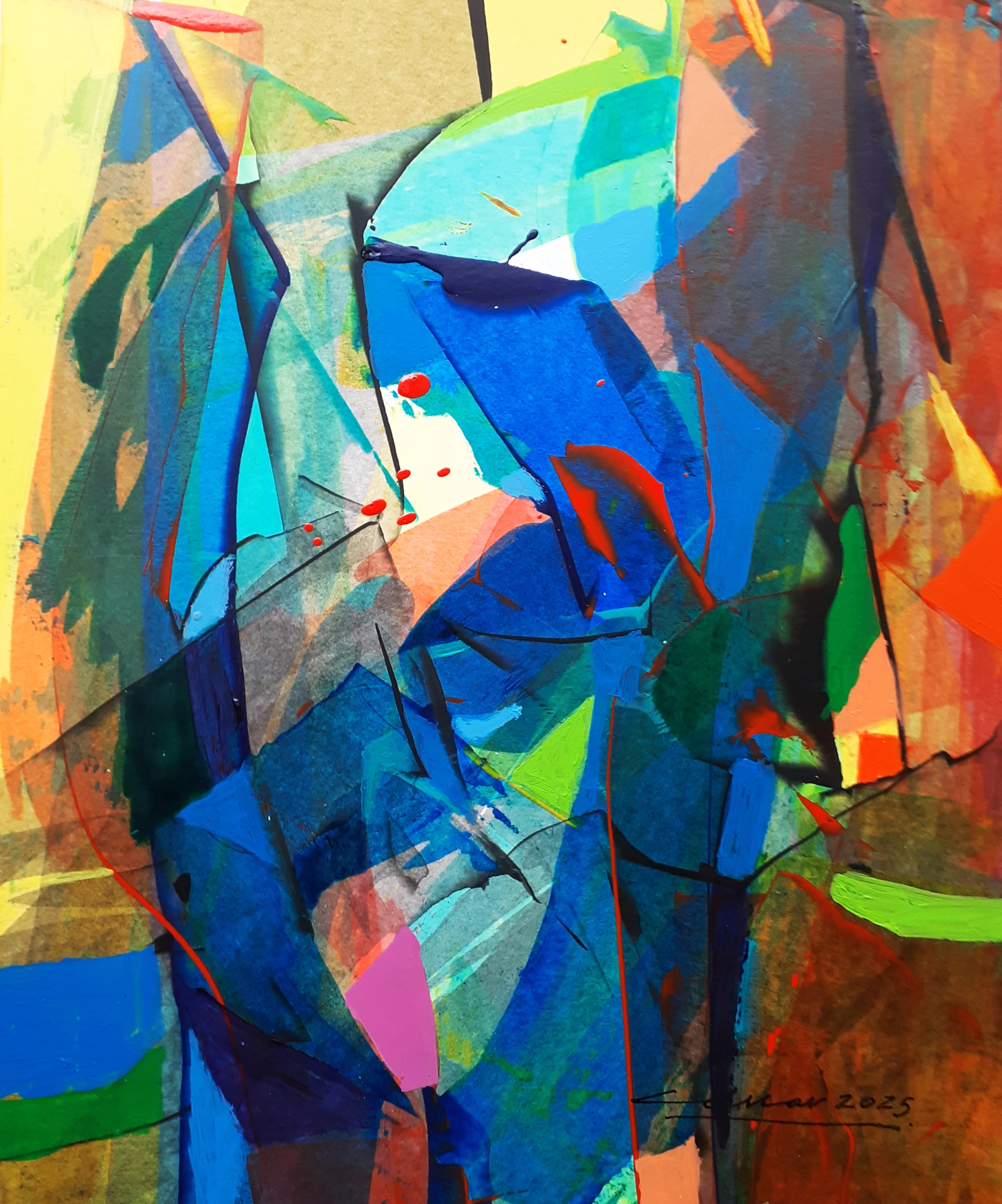 Study for Blue Painting: Acrylic on Paper, 25 x 20cm, 2025