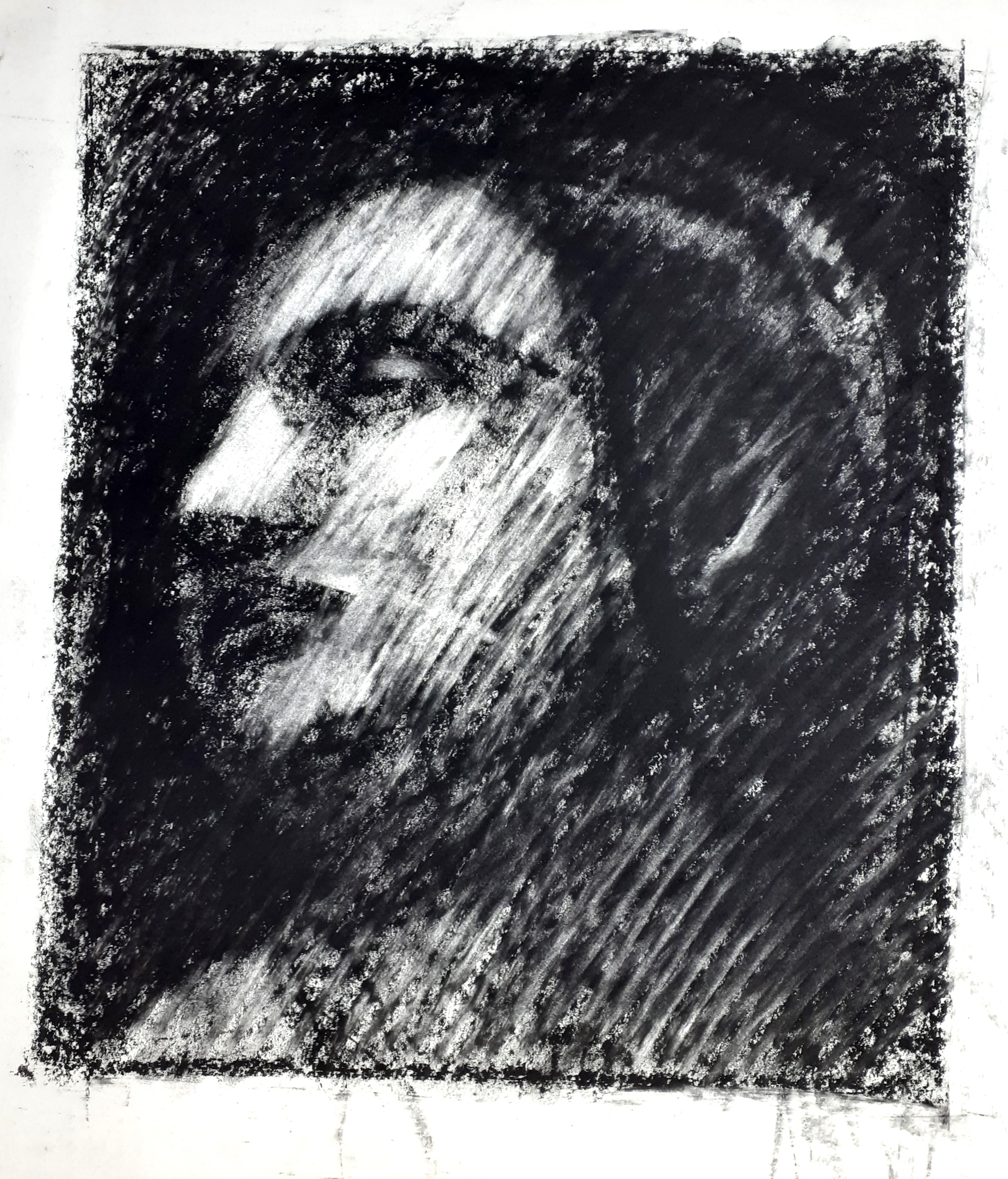 Study for a Head: Charcoal, 30 x 27cm, unsigned, undated
