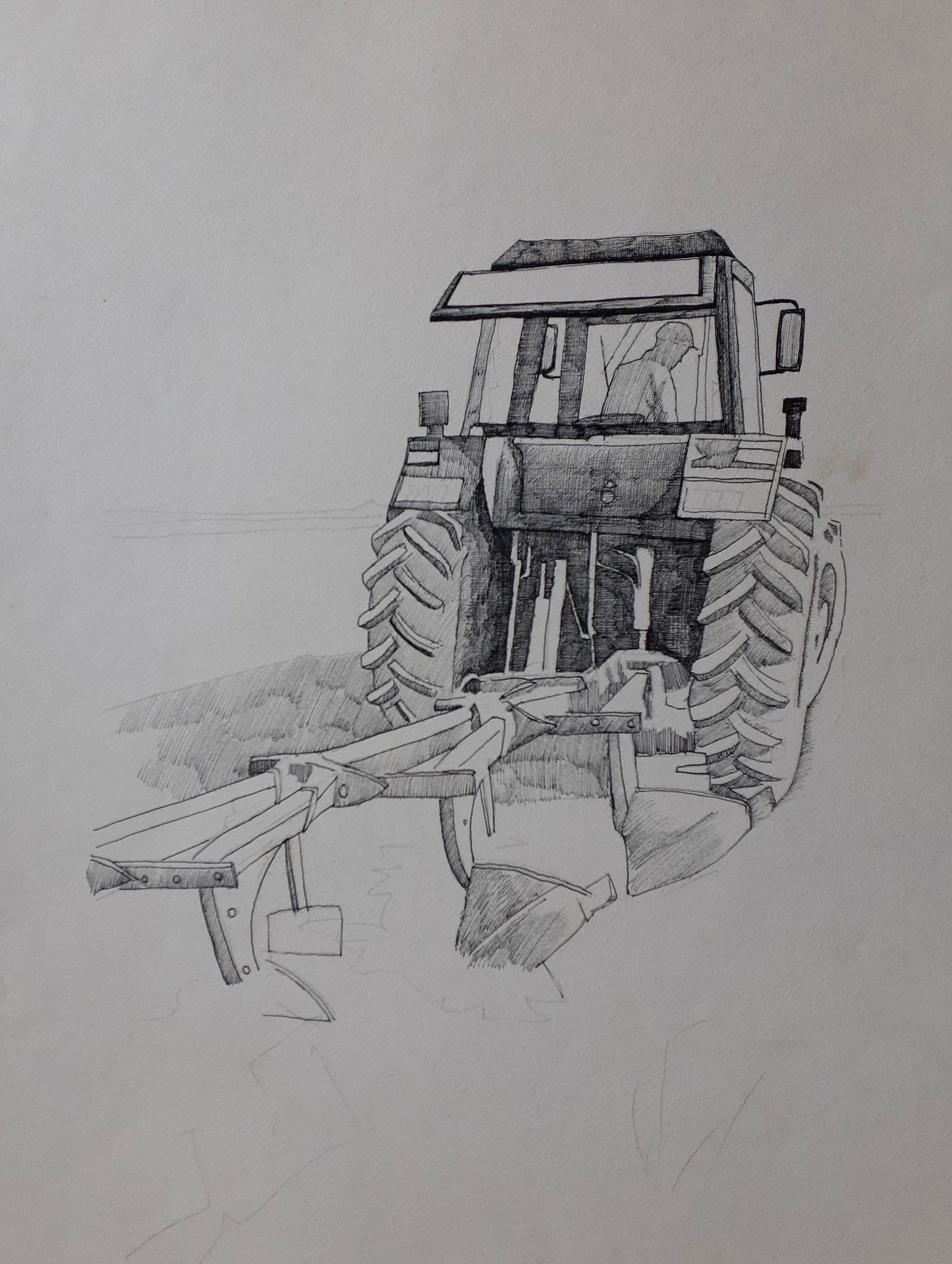 Study of Tractor: Pen & Ink, 43 x 25cm, unsigned, undated