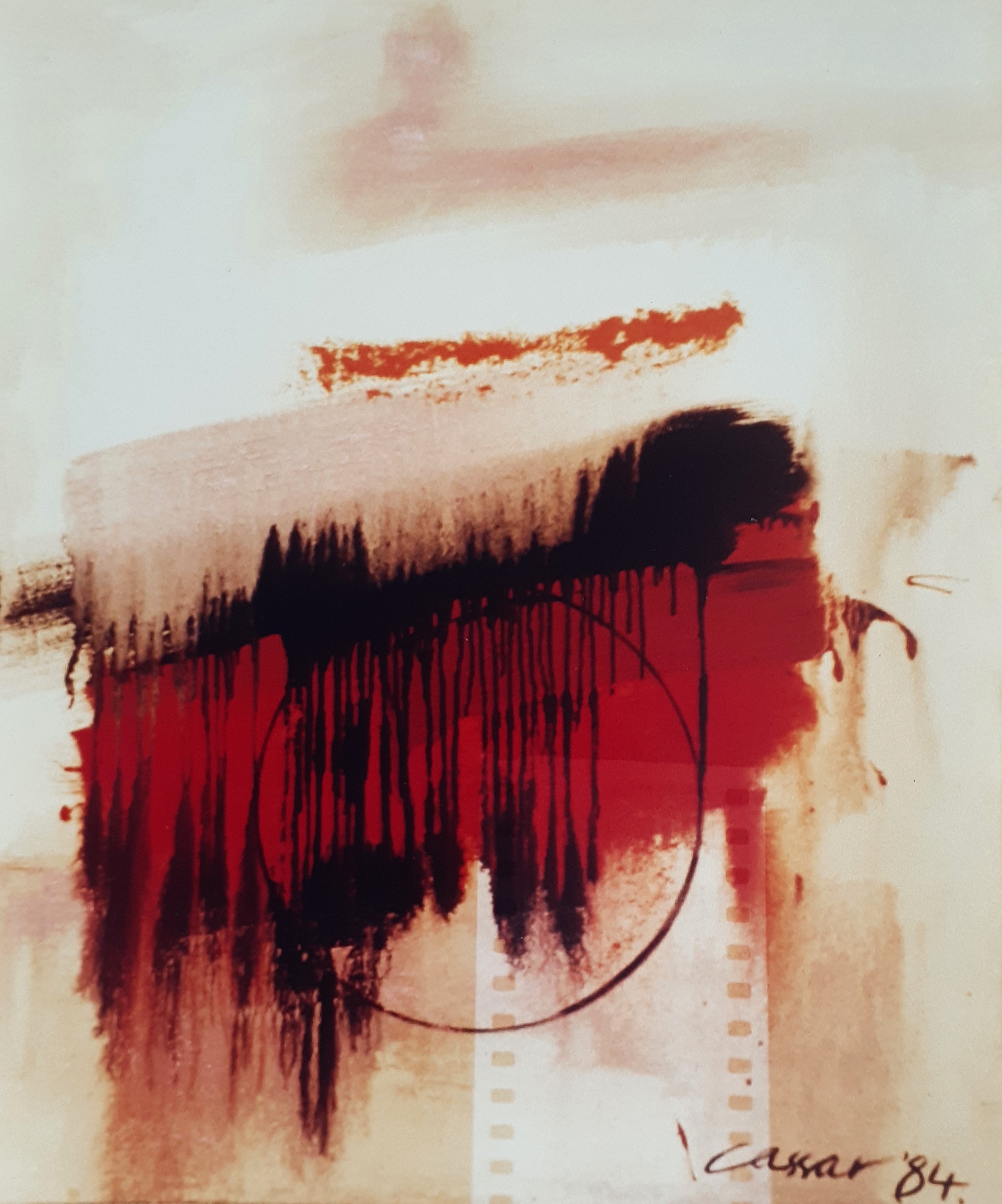 Suspended Sphere: Oil on Canvas, 96 x 60cm, signed, 1984