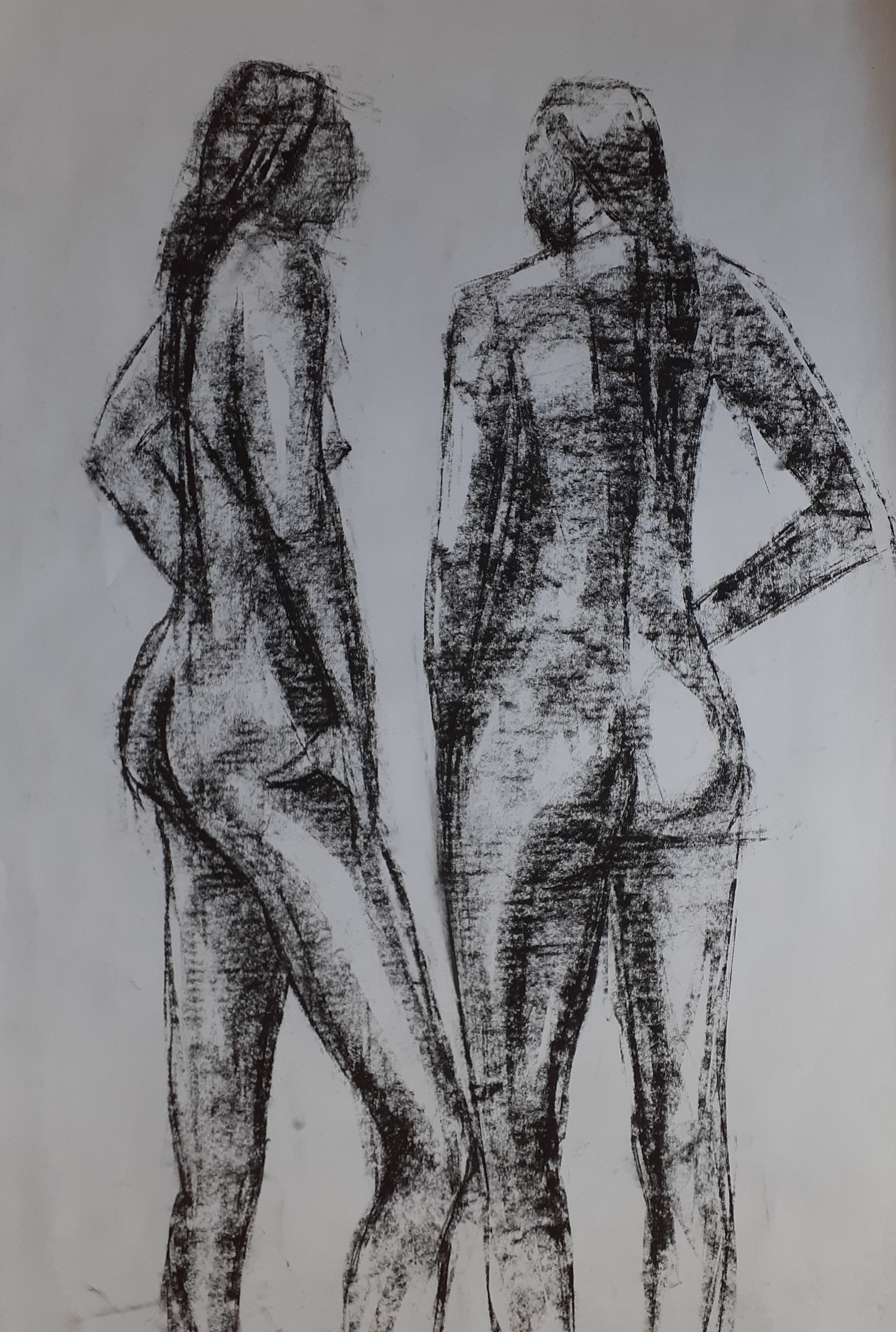 Two Standing Nudes: Charcoal, 48 x 30cm, unsigned, undated