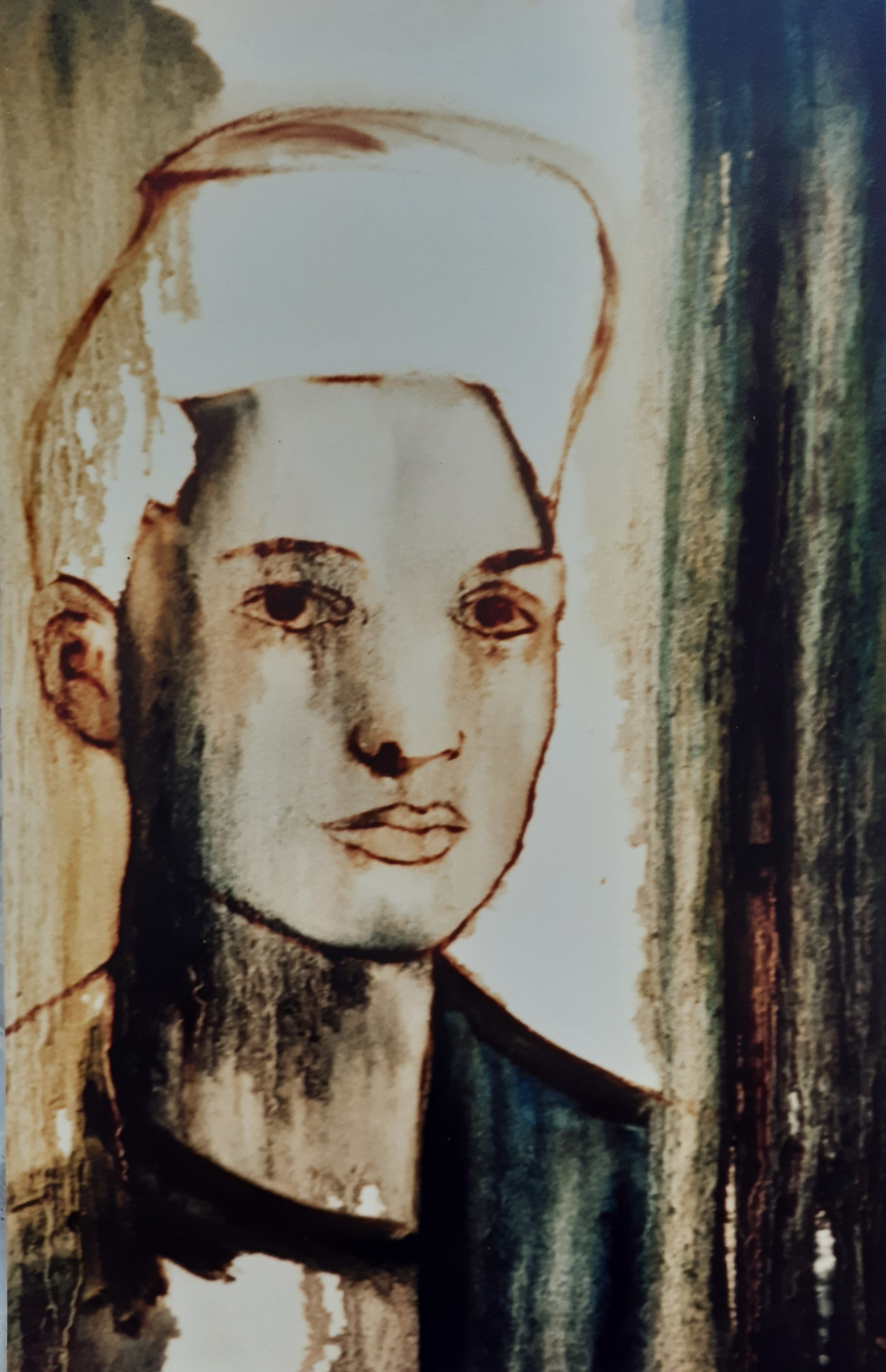 Woman by the Curtain: Oil on Canvas, 45 x 35cm, unsigned, 1981