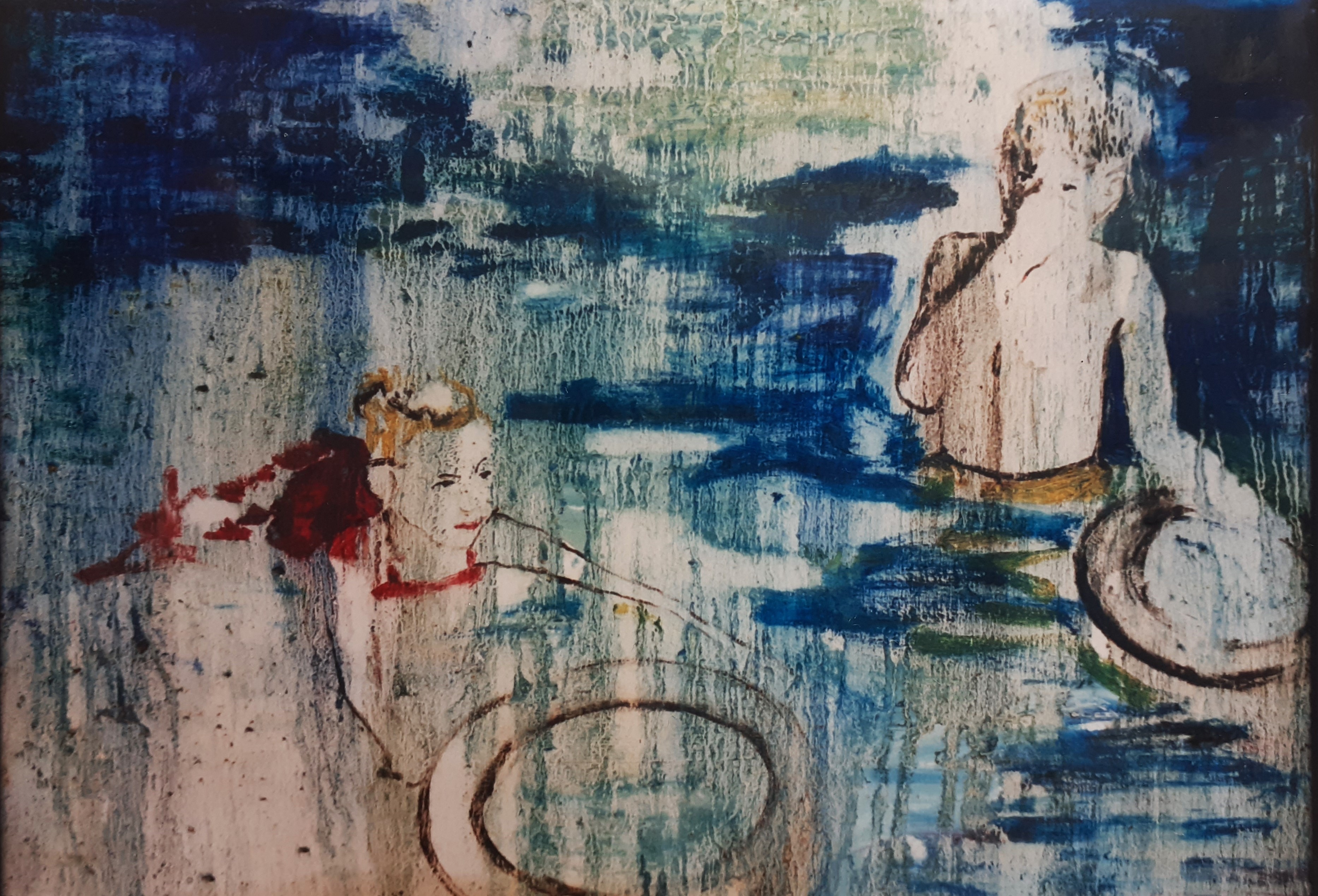 Young Bathers: Oil on Canvas, 30 x 45 cm, signed, 1981